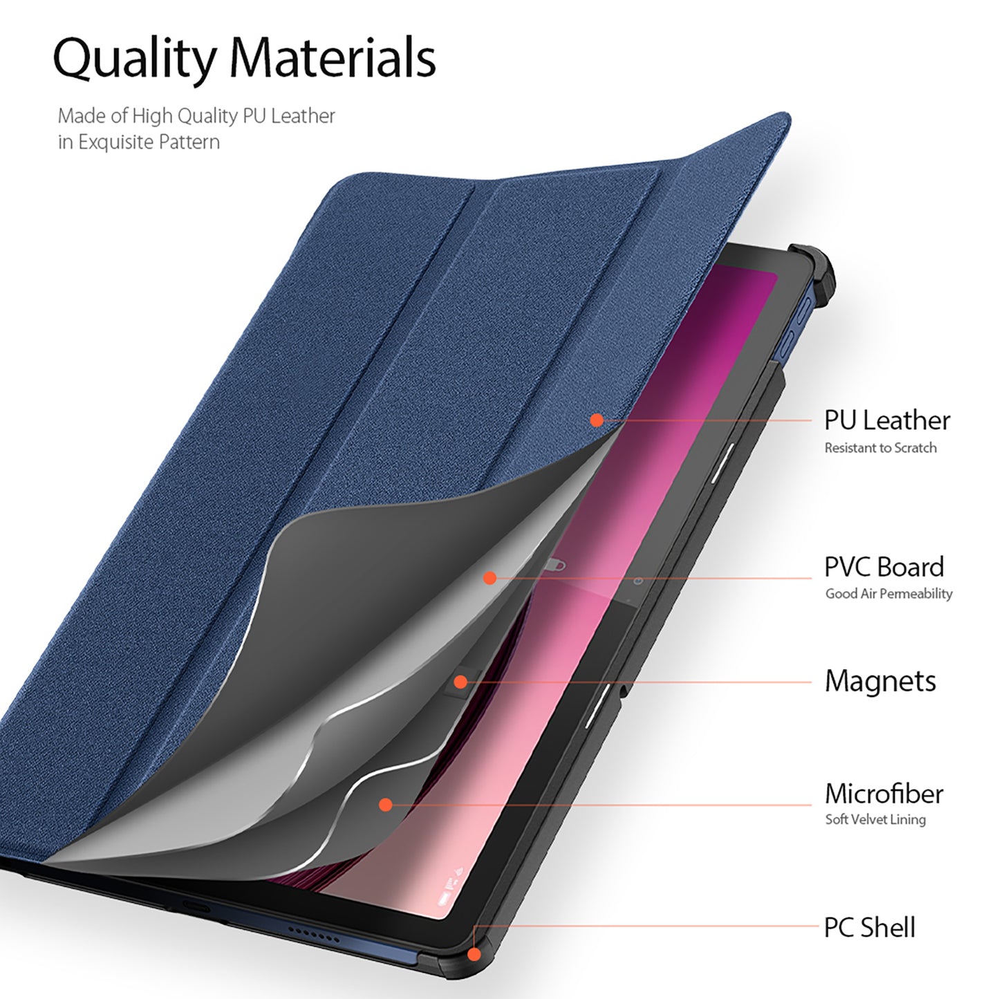 DUX DUCIS Domo Series for Lenovo Tab M10 PU Leather Case Auto Wake / Sleep Tri-fold Stand Tablet Cover
