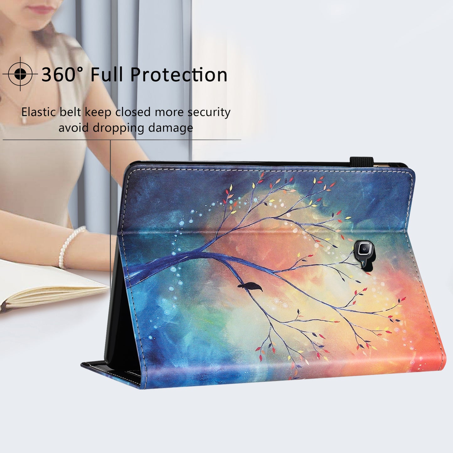 For Samsung Galaxy Tab A 10.1 (2016) T580 / T585 PU Leather Tablet Case Stand Shockproof Pattern Printing Cover