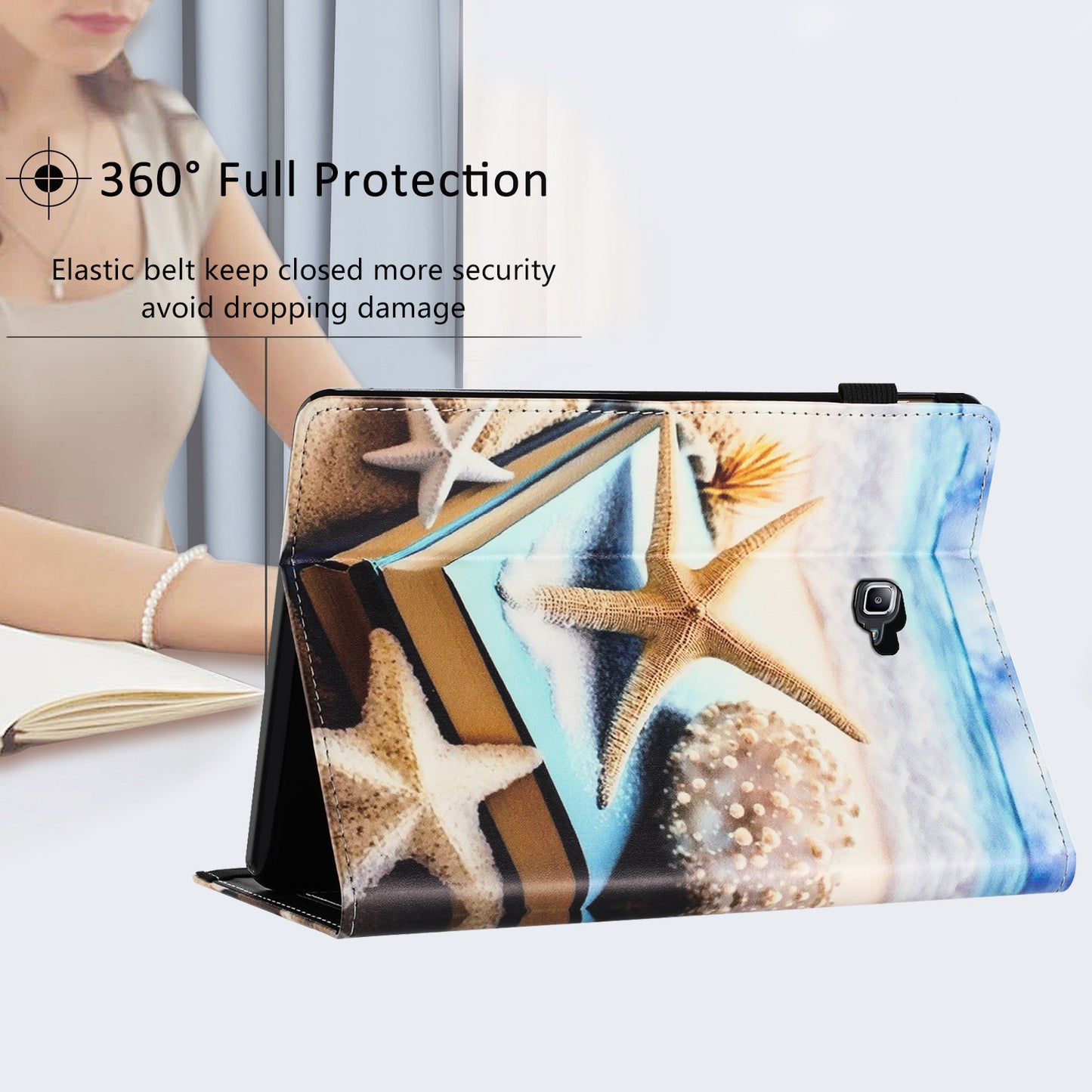 For Samsung Galaxy Tab A 10.1 (2016) T580 / T585 PU Leather Tablet Case Stand Shockproof Pattern Printing Cover