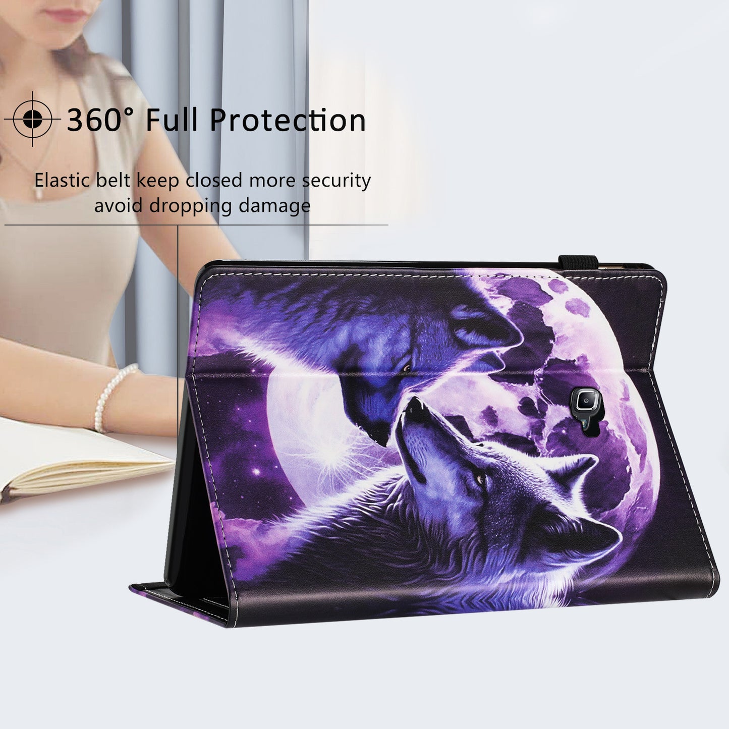 For Samsung Galaxy Tab A 10.1 (2016) T580 / T585 PU Leather Tablet Case Stand Shockproof Pattern Printing Cover