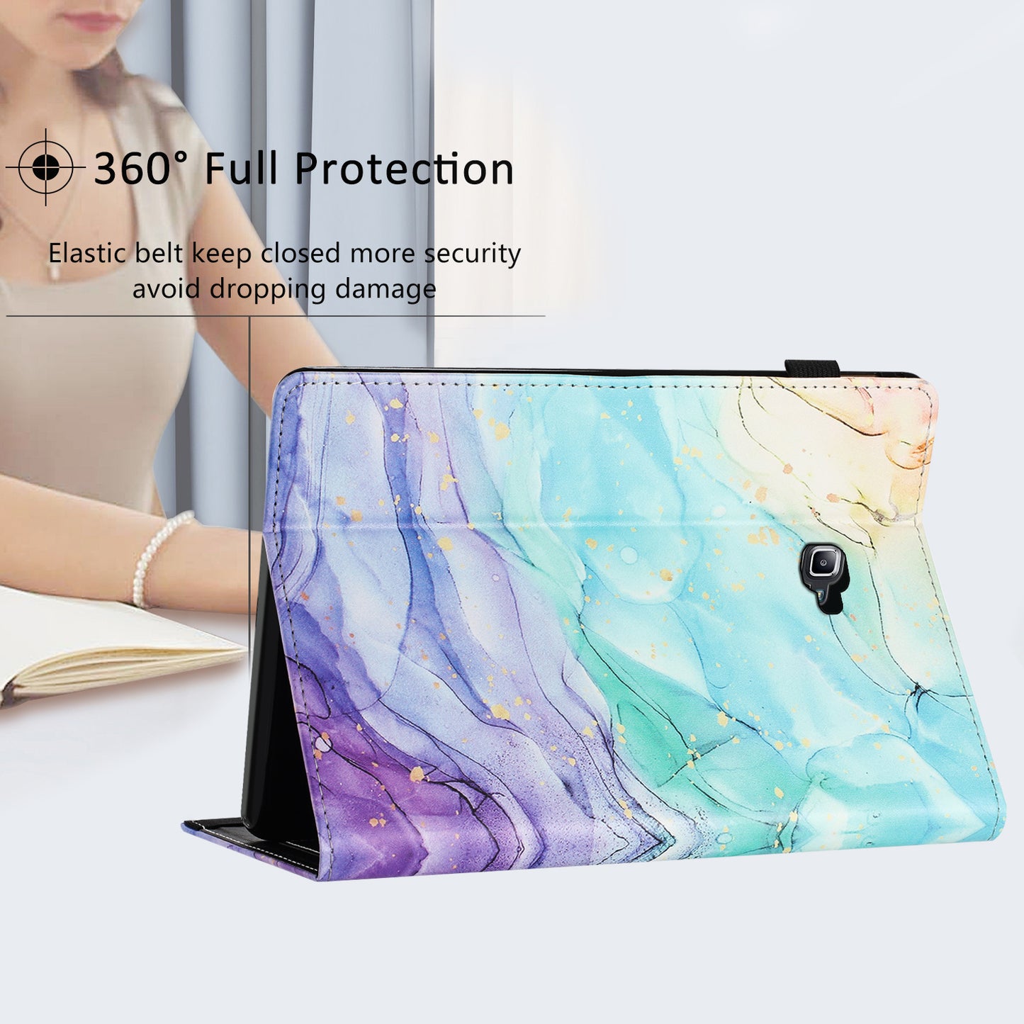 For Samsung Galaxy Tab A 10.1 (2016) T580 / T585 PU Leather Tablet Case Stand Shockproof Pattern Printing Cover