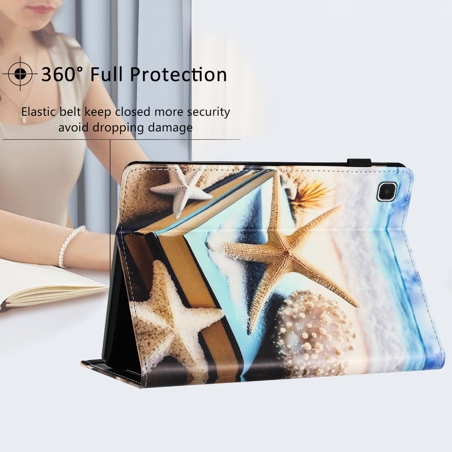 For Samsung Galaxy Tab S6 Lite P610 / P615 / S6 Lite (2022) PU Leather Tablet Case Anti-drop Pattern Printing Tablet Card Holder Stand