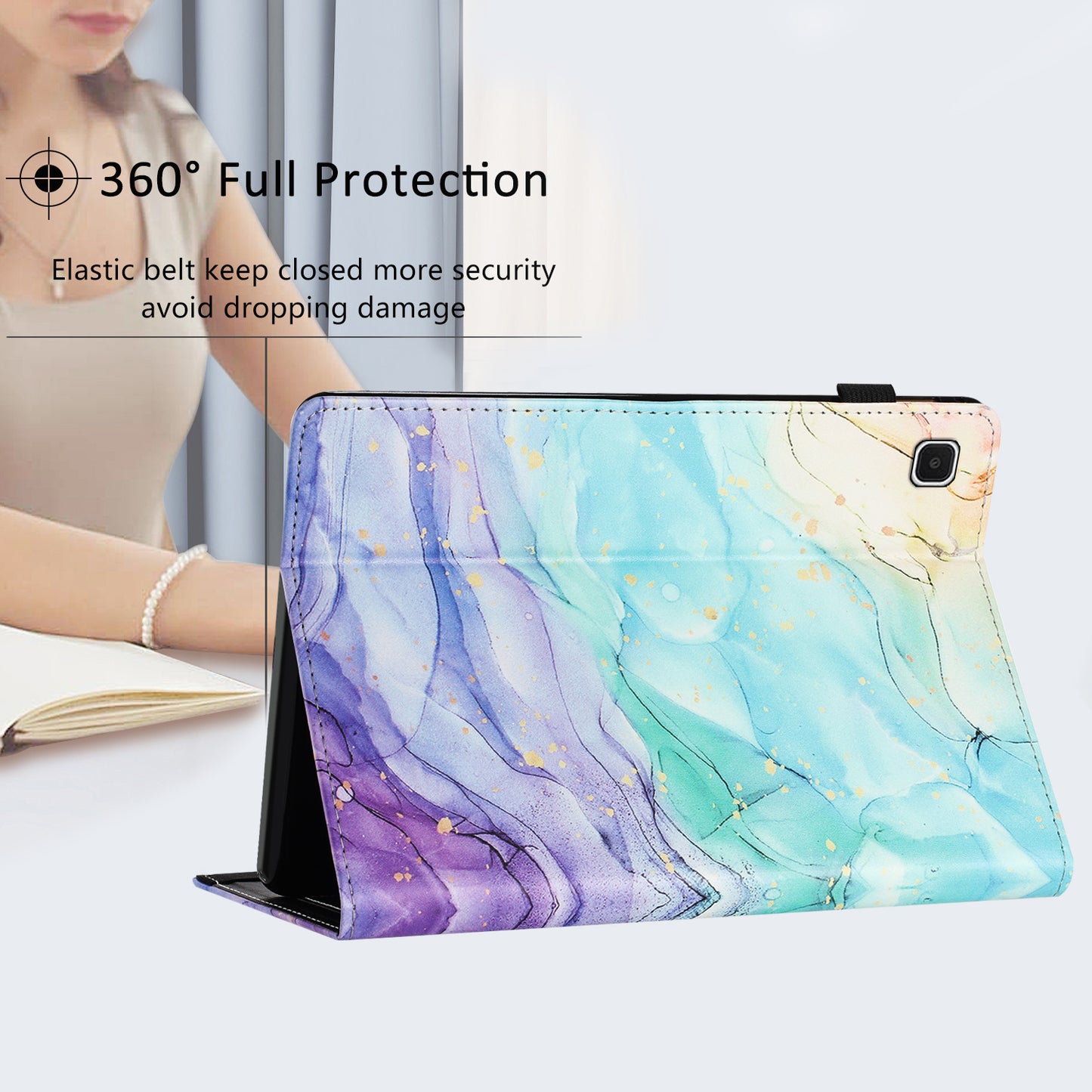 For Samsung Galaxy Tab S6 Lite P610 / P615 / S6 Lite (2022) PU Leather Tablet Case Anti-drop Pattern Printing Tablet Card Holder Stand