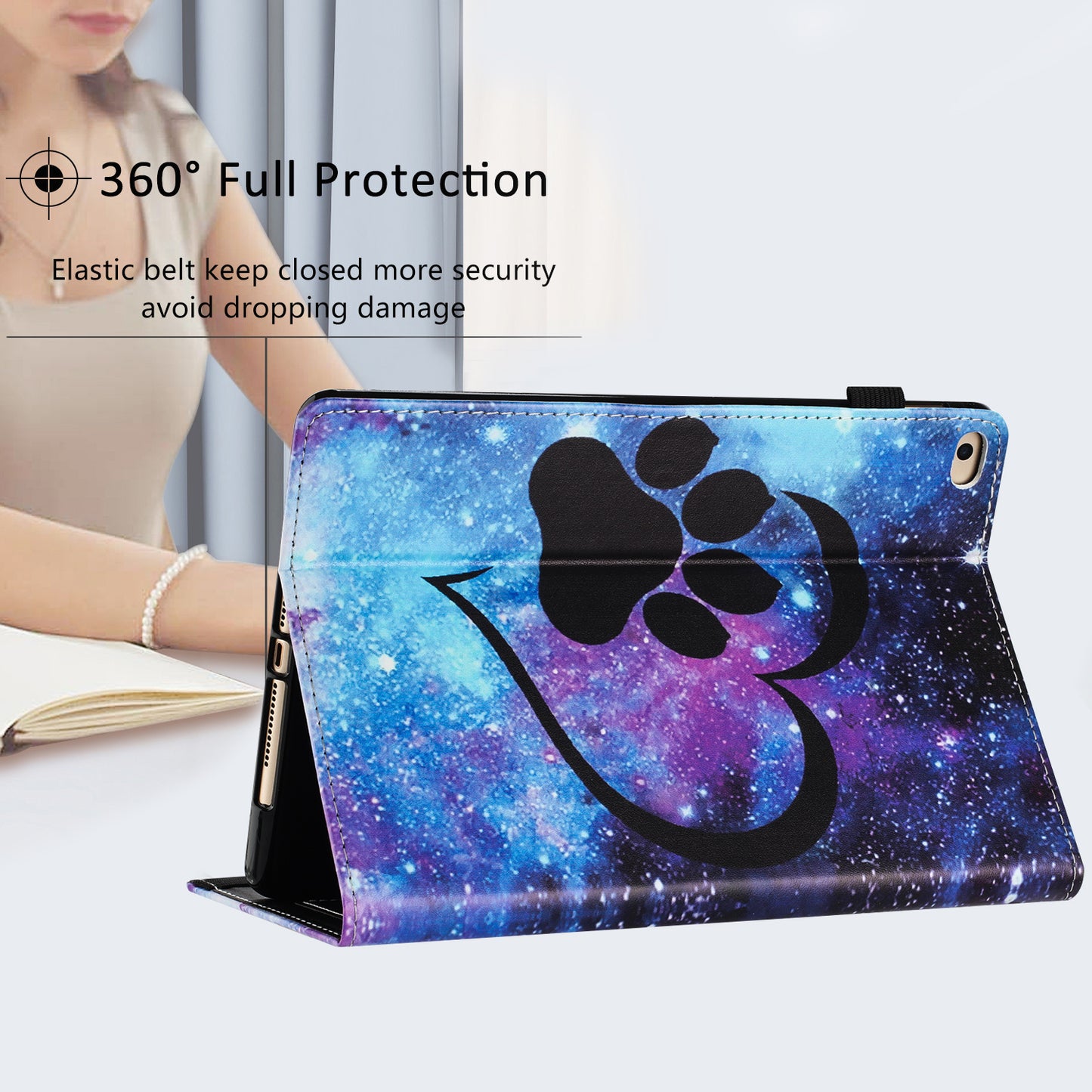 For iPad Air (2013) / Air 2 / 9.7-inch (2017) / (2018) Anti-Drop PU Leather Tablet Stand Case Pattern Printing Cover Card Holder