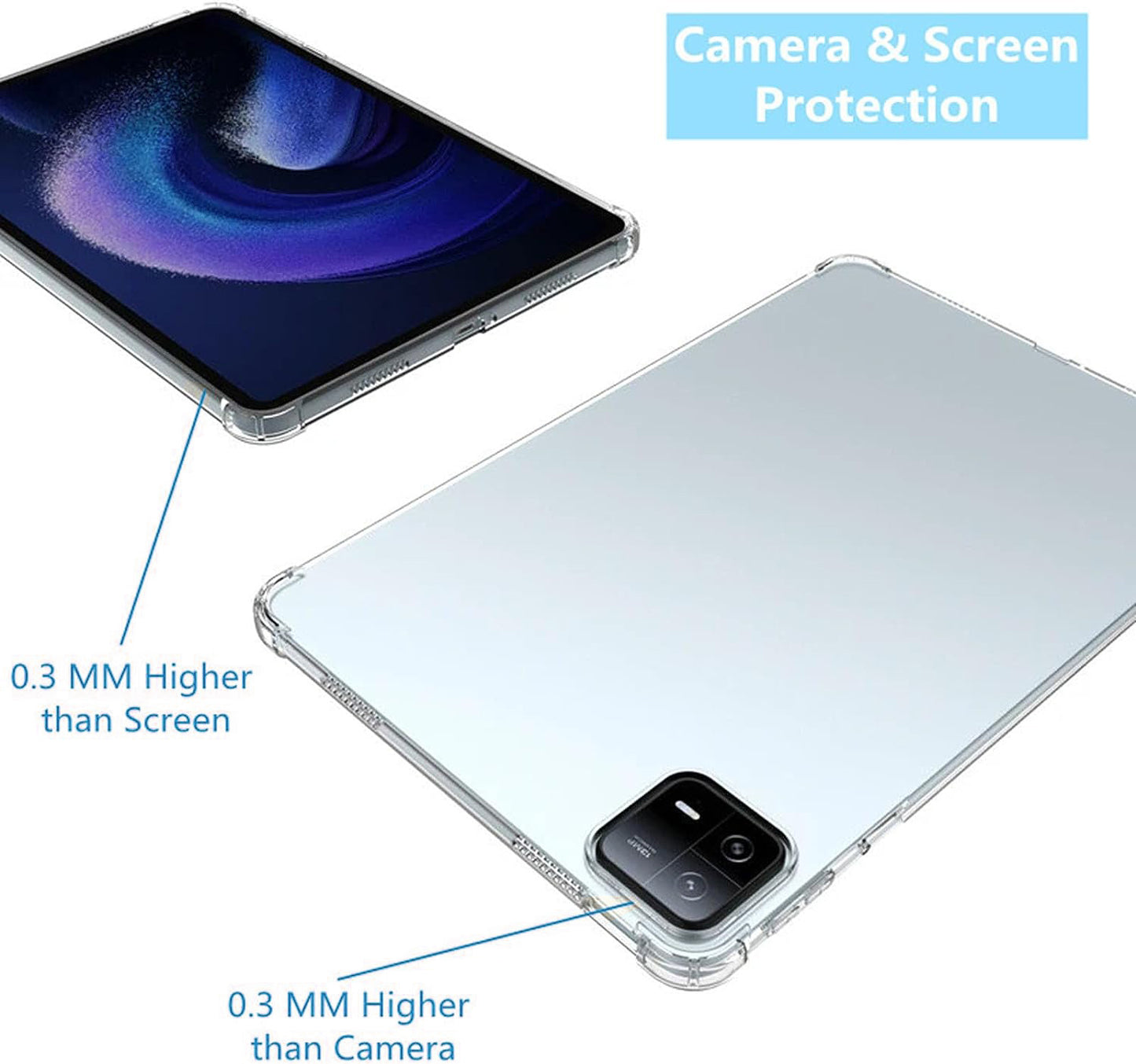 For Xiaomi Pad 6 Pro / Pad 6 Anti-drop Clear TPU Tablet Case + 2.5D Arc Edge Tempered Glass Screen Film