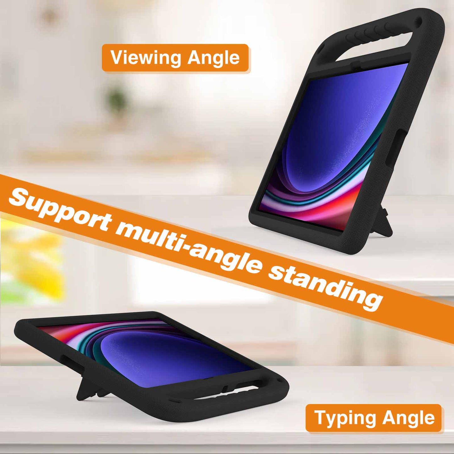EVA Tablet Case for Samsung Galaxy Tab S7+ / S8+ / S9+ , Kids Friendly Hand Grip Kickstand Cover
