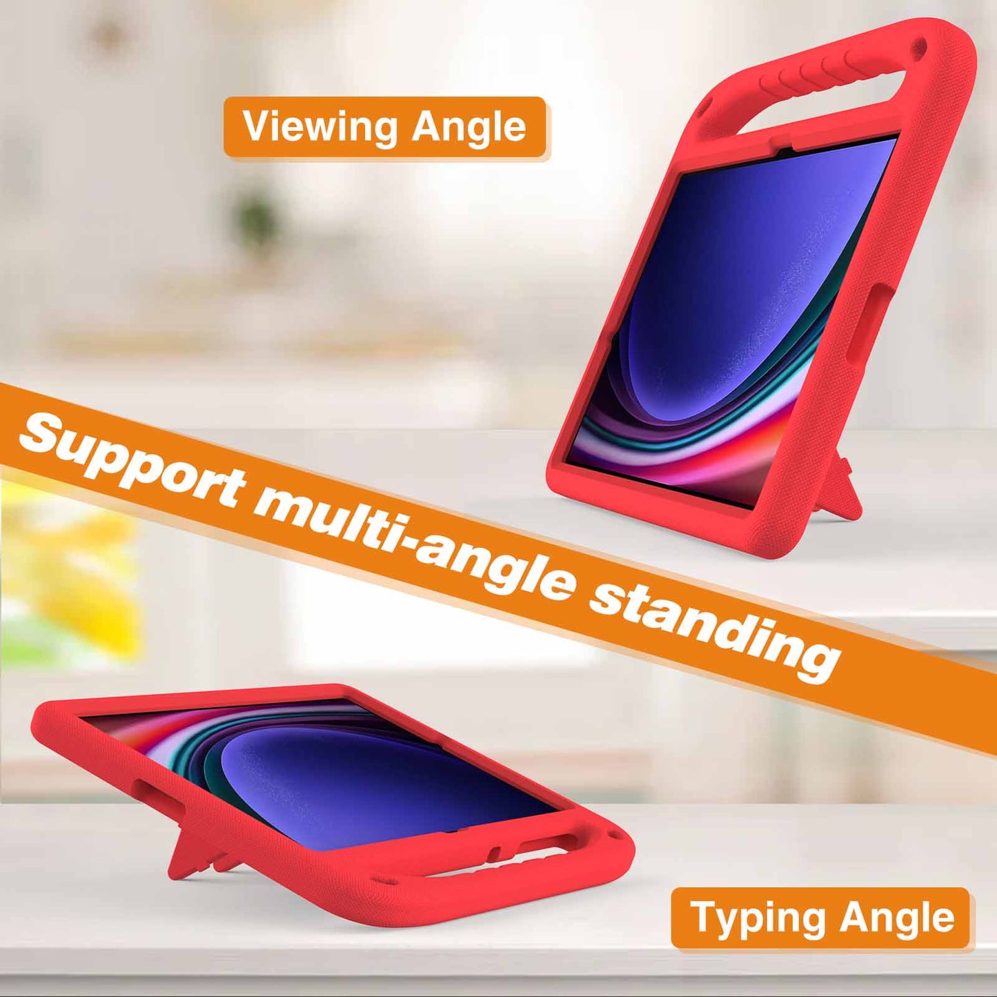 EVA Tablet Case for Samsung Galaxy Tab S7+ / S8+ / S9+ , Kids Friendly Hand Grip Kickstand Cover