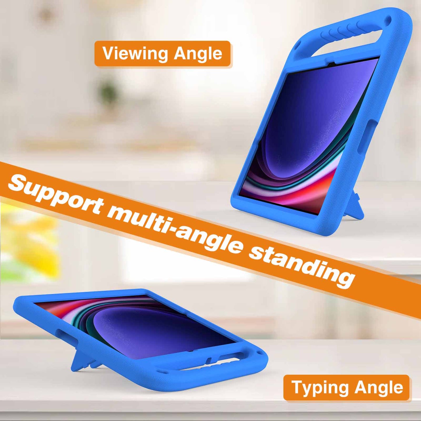 EVA Tablet Case for Samsung Galaxy Tab S7+ / S8+ / S9+ , Kids Friendly Hand Grip Kickstand Cover