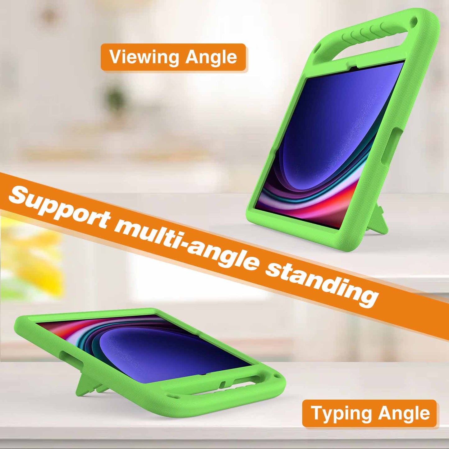 EVA Tablet Case for Samsung Galaxy Tab S7+ / S8+ / S9+ , Kids Friendly Hand Grip Kickstand Cover