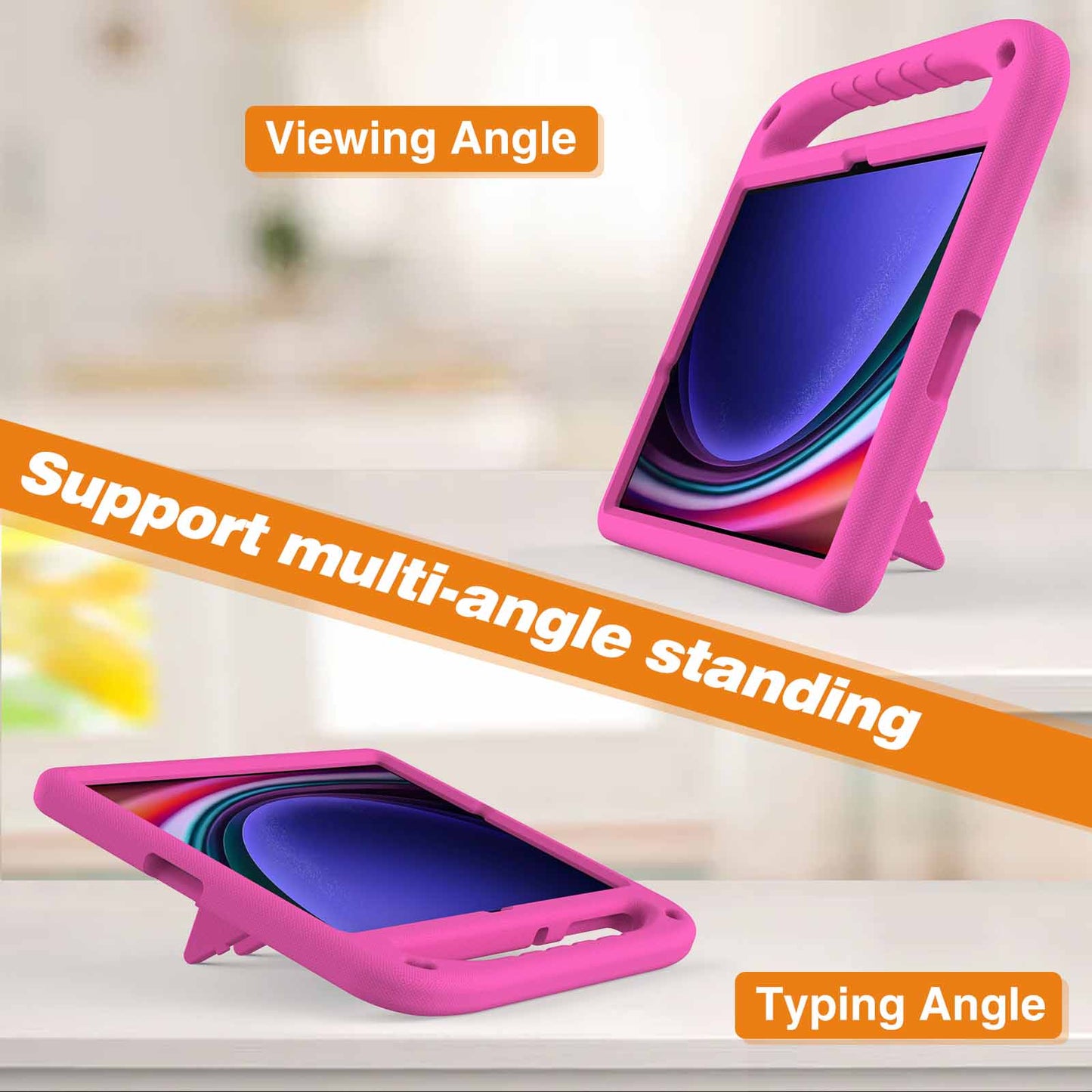 EVA Tablet Case for Samsung Galaxy Tab S7+ / S8+ / S9+ , Kids Friendly Hand Grip Kickstand Cover