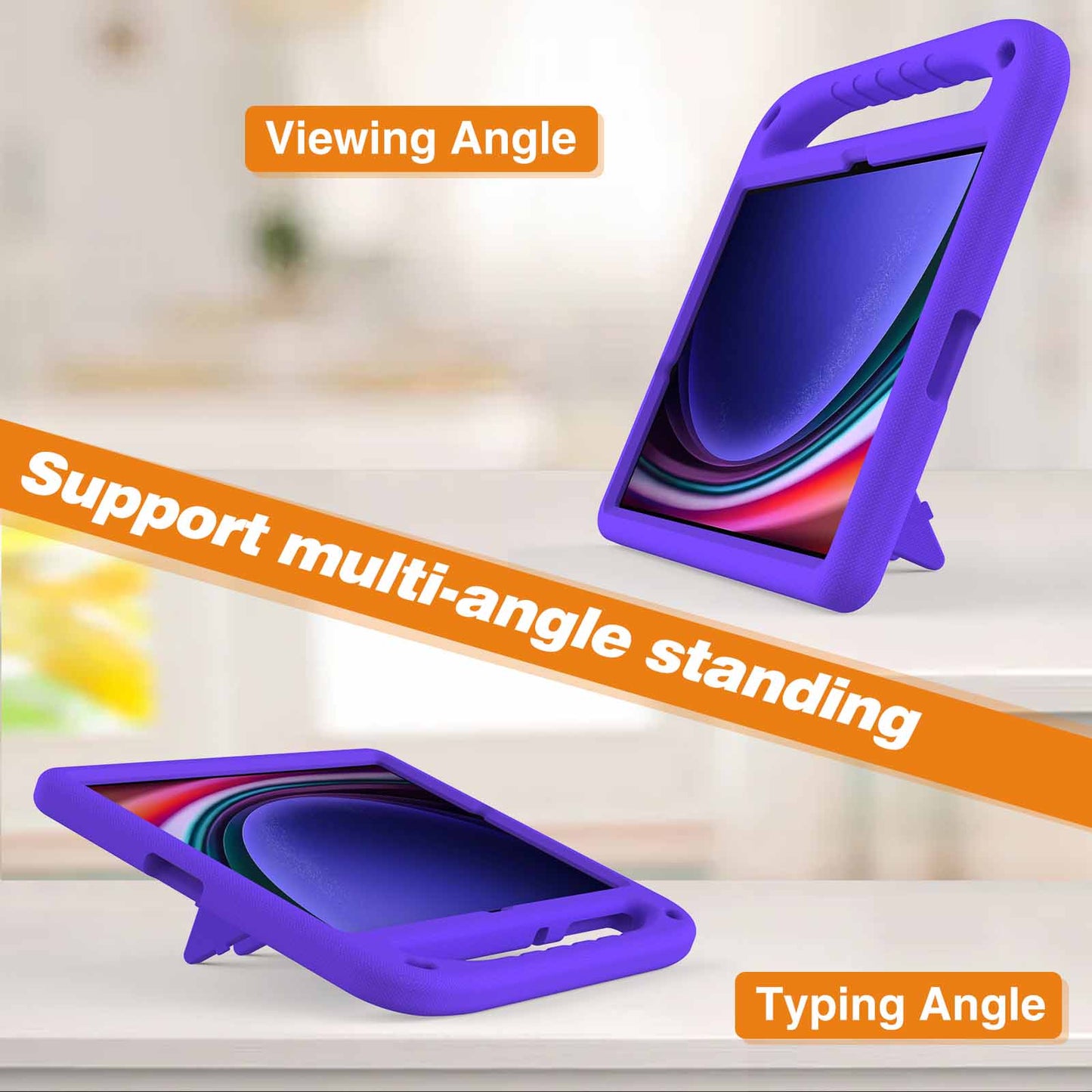 EVA Tablet Case for Samsung Galaxy Tab S7+ / S8+ / S9+ , Kids Friendly Hand Grip Kickstand Cover