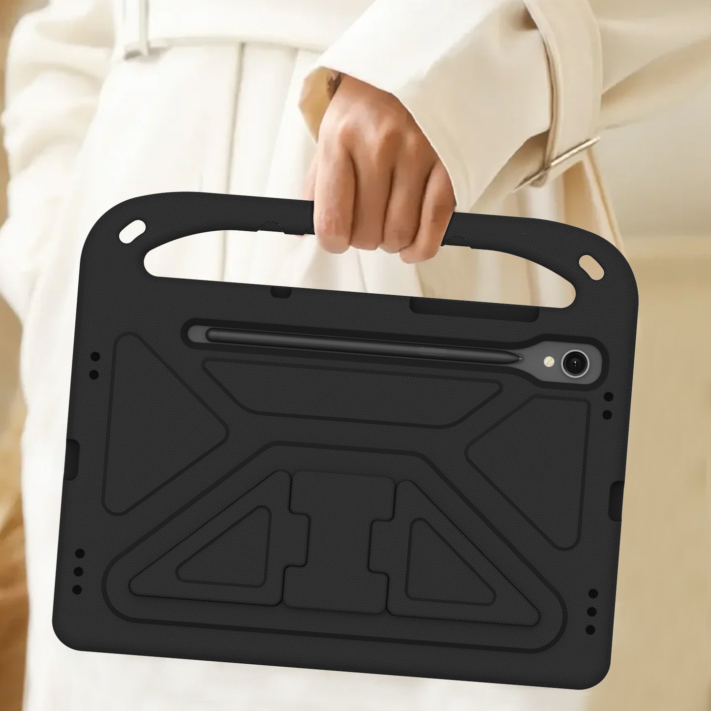 Handle EVA Case for Samsung Galaxy Tab S7 / S8 / S9 , Shockproof Kickstand Tablet Cover
