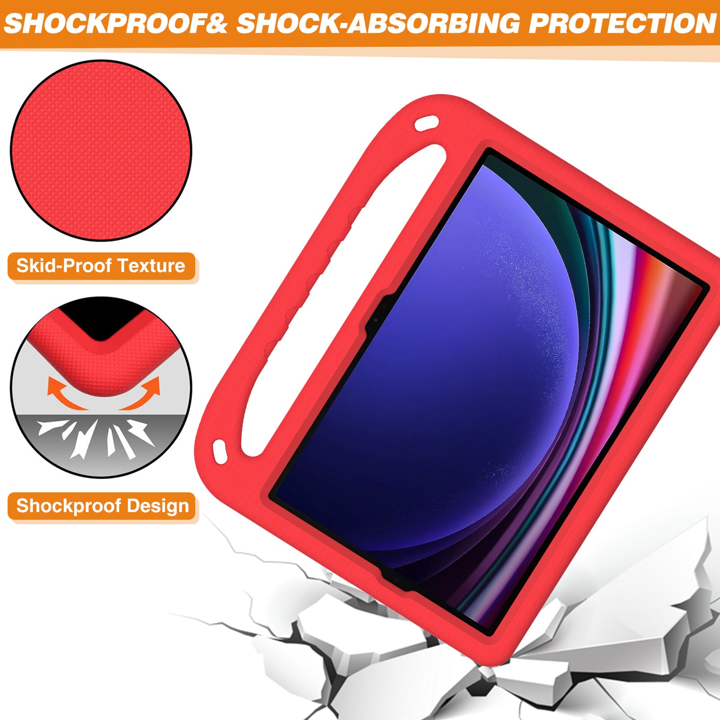 Handle EVA Case for Samsung Galaxy Tab S7 / S8 / S9 , Shockproof Kickstand Tablet Cover