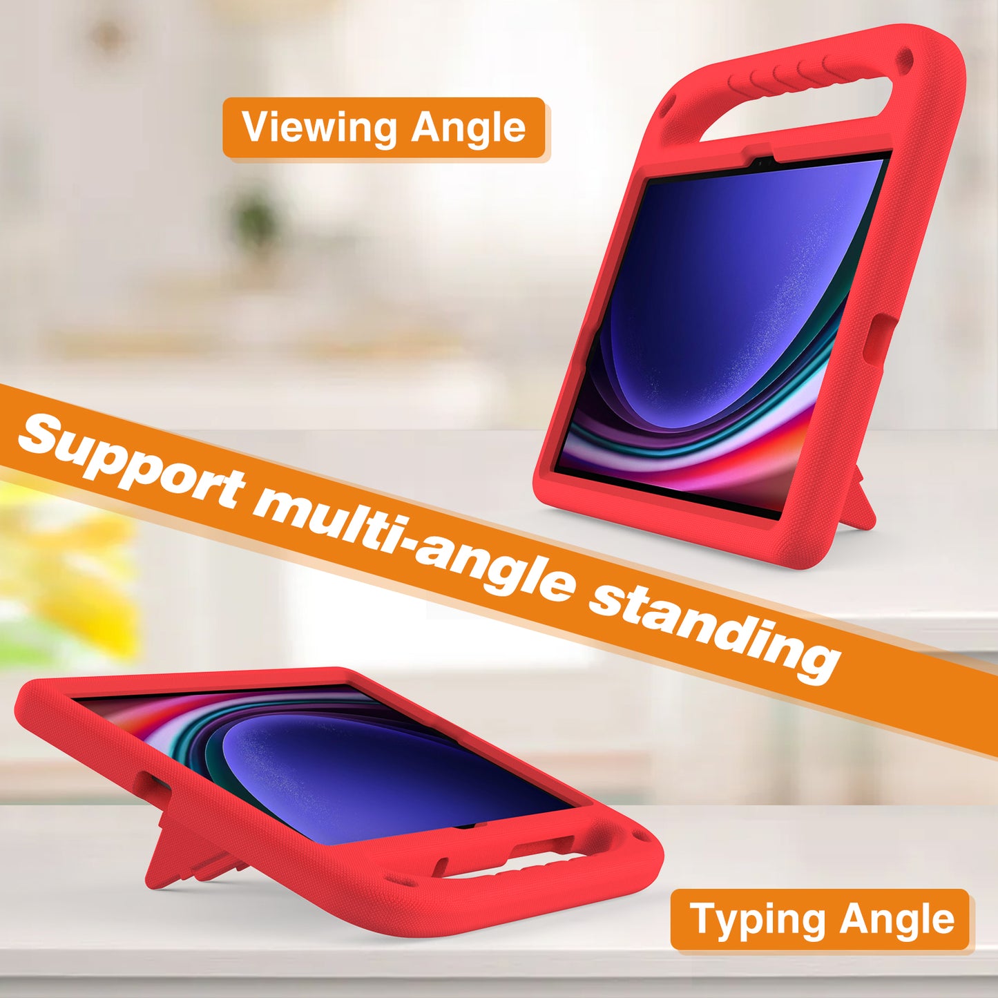 Handle EVA Case for Samsung Galaxy Tab S7 / S8 / S9 , Shockproof Kickstand Tablet Cover
