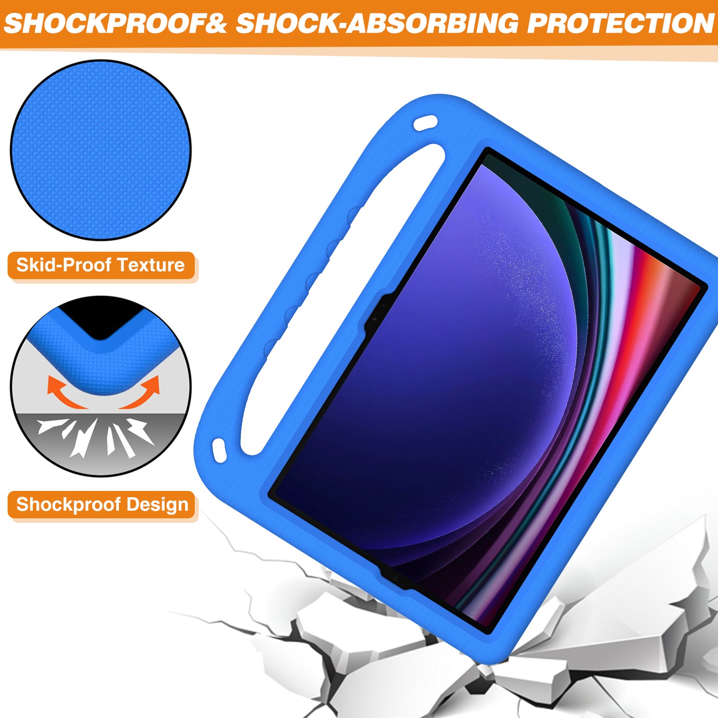Handle EVA Case for Samsung Galaxy Tab S7 / S8 / S9 , Shockproof Kickstand Tablet Cover