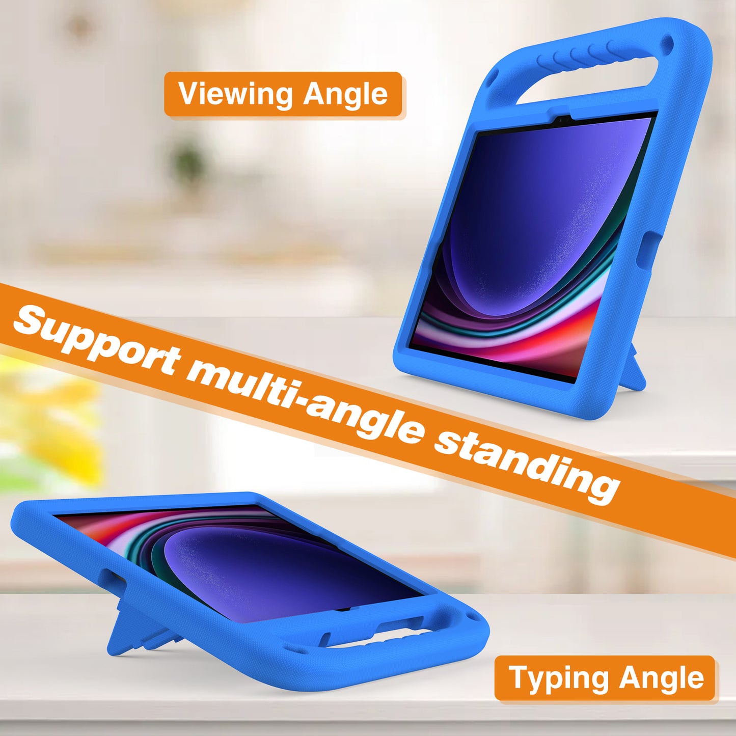 Handle EVA Case for Samsung Galaxy Tab S7 / S8 / S9 , Shockproof Kickstand Tablet Cover