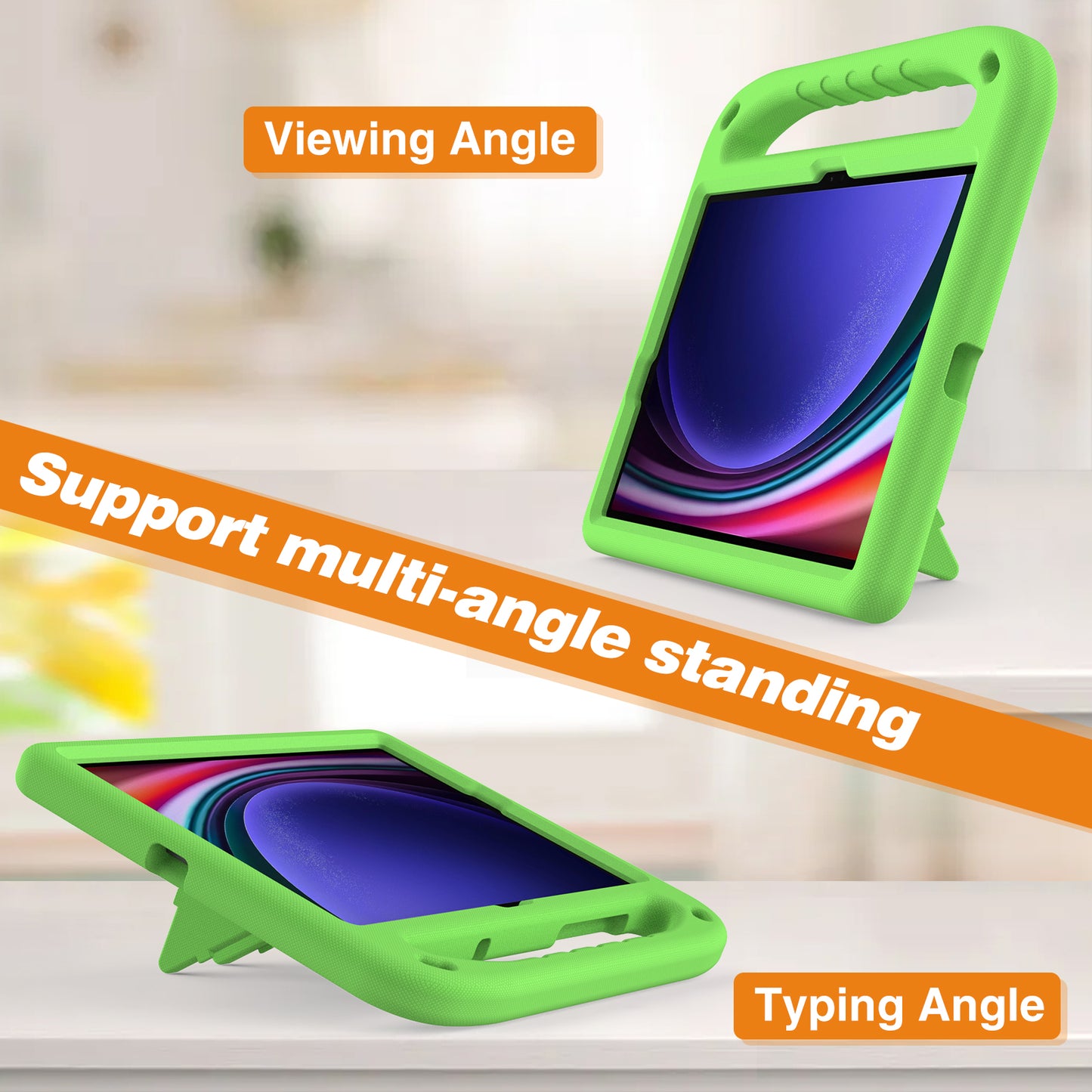 Handle EVA Case for Samsung Galaxy Tab S7 / S8 / S9 , Shockproof Kickstand Tablet Cover