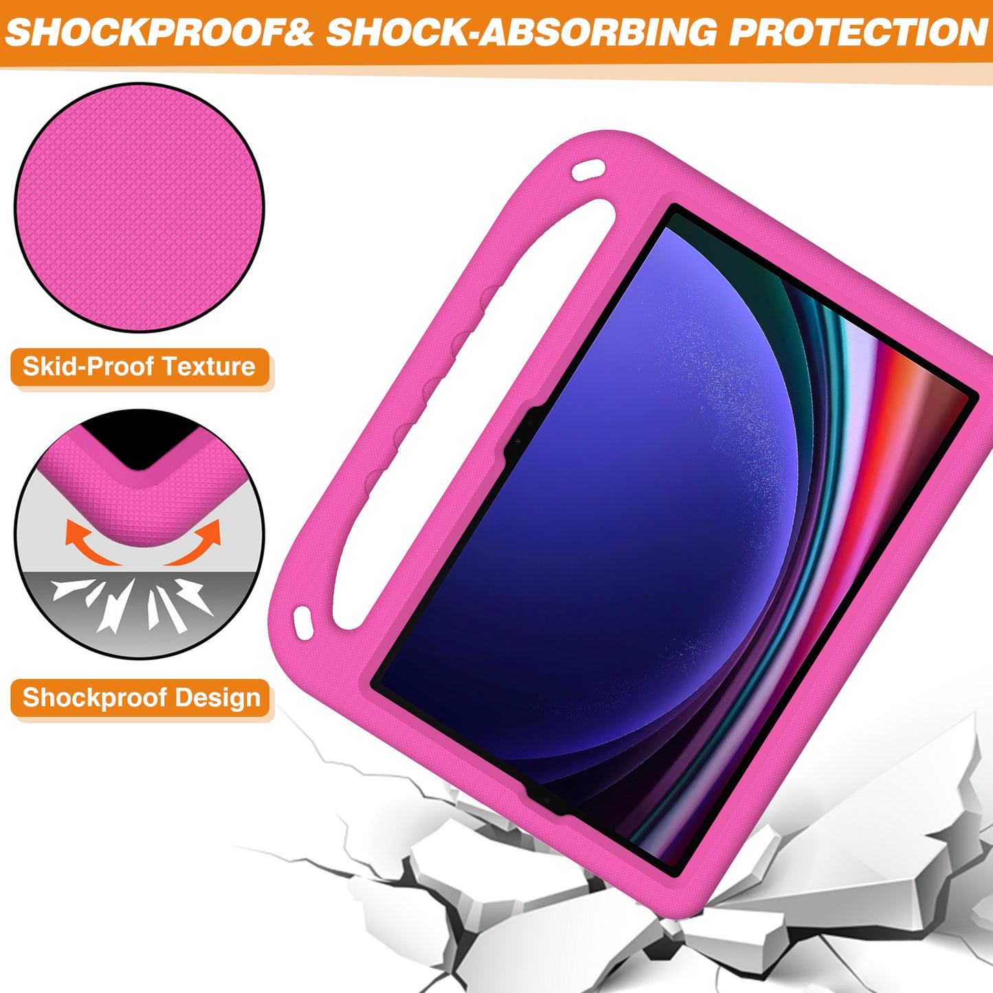 Handle EVA Case for Samsung Galaxy Tab S7 / S8 / S9 , Shockproof Kickstand Tablet Cover