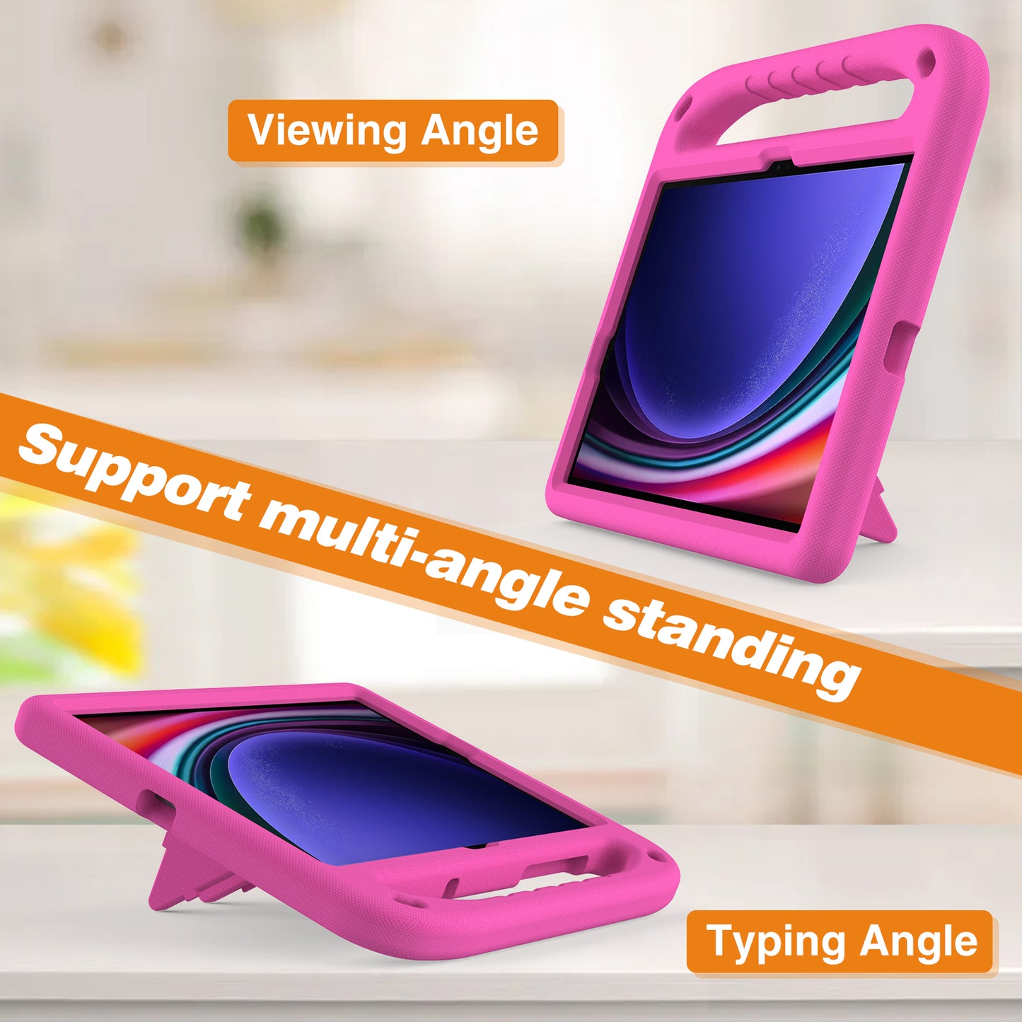 Handle EVA Case for Samsung Galaxy Tab S7 / S8 / S9 , Shockproof Kickstand Tablet Cover