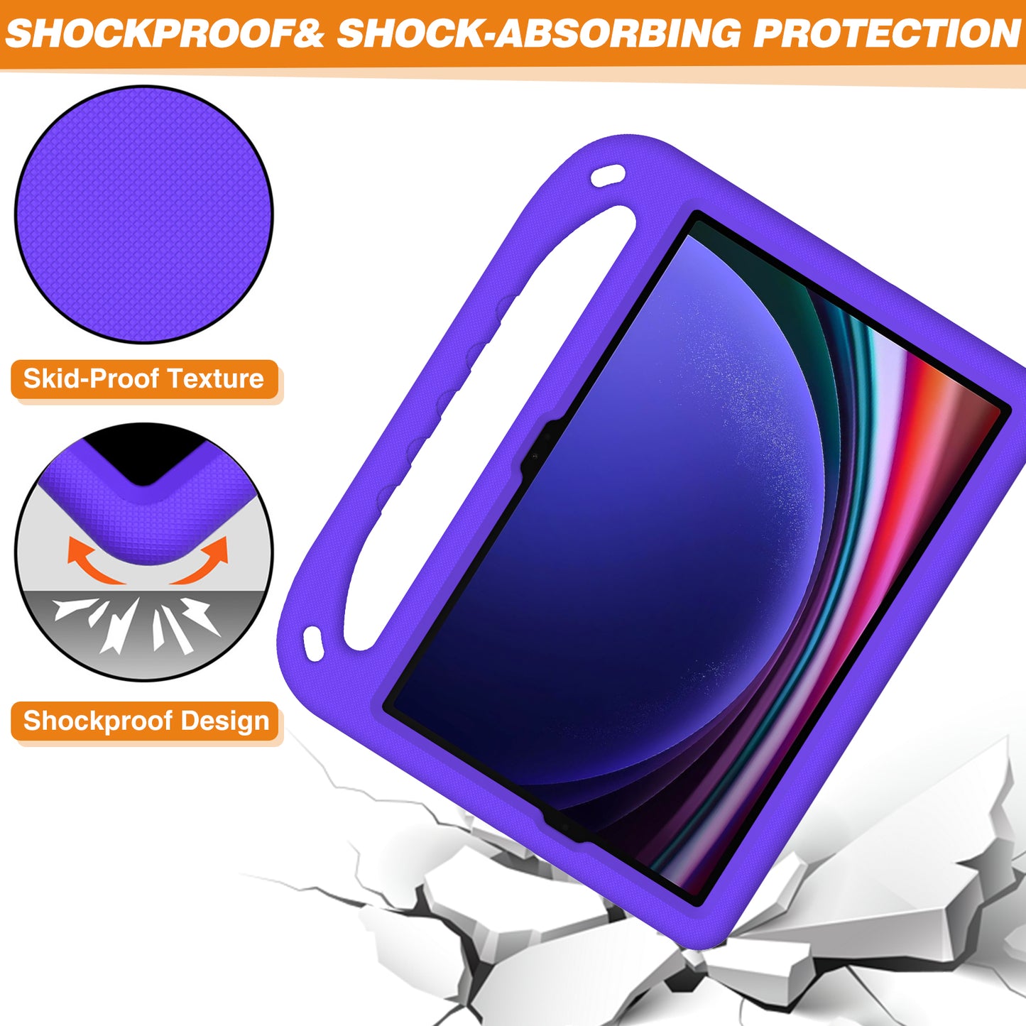 Handle EVA Case for Samsung Galaxy Tab S7 / S8 / S9 , Shockproof Kickstand Tablet Cover