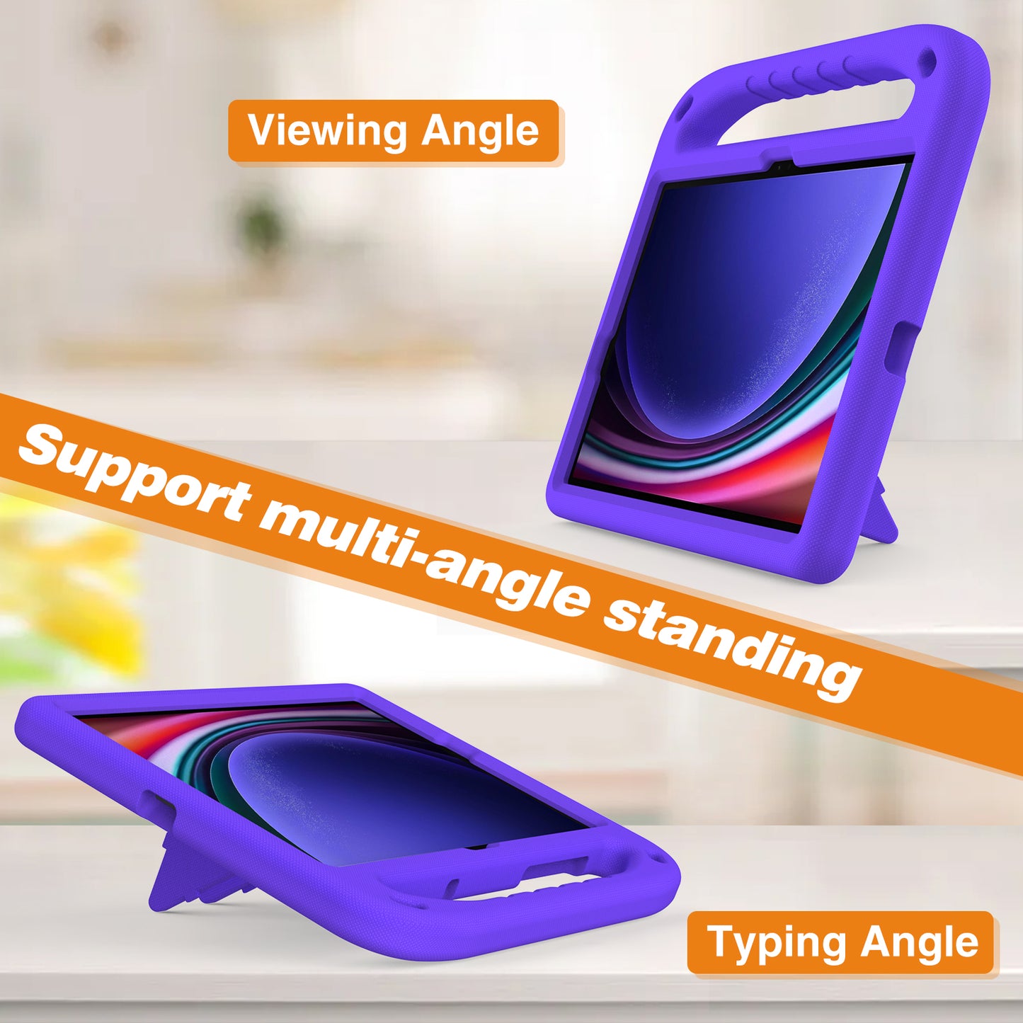 Handle EVA Case for Samsung Galaxy Tab S7 / S8 / S9 , Shockproof Kickstand Tablet Cover