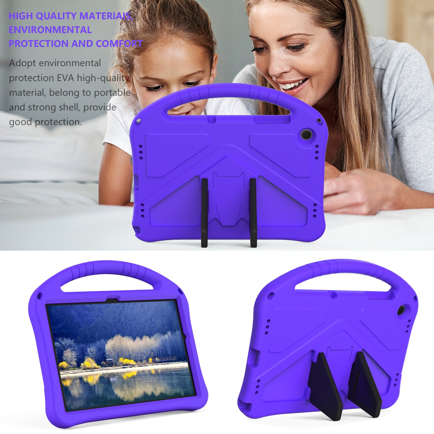 EVA Rugged Shockproof Cover for Samsung Galaxy Tab A9+ , Protective Handle Kickstand Tablet Case