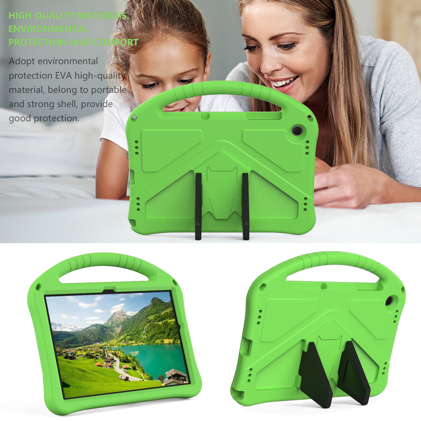 EVA Rugged Shockproof Cover for Samsung Galaxy Tab A9+ , Protective Handle Kickstand Tablet Case