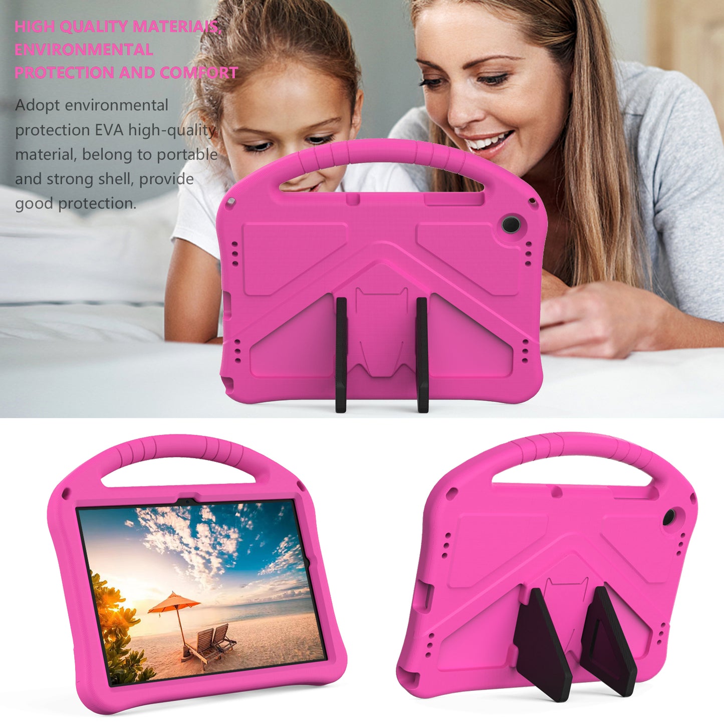 EVA Rugged Shockproof Cover for Samsung Galaxy Tab A9+ , Protective Handle Kickstand Tablet Case