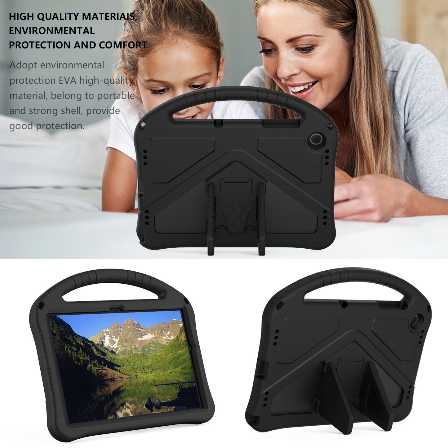 EVA Rugged Shockproof Cover for Samsung Galaxy Tab A9+ , Protective Handle Kickstand Tablet Case