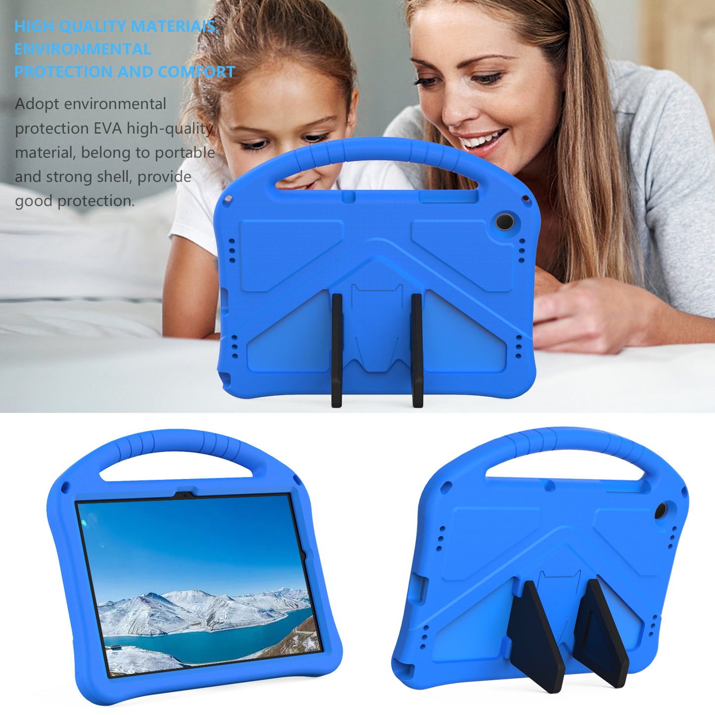 EVA Rugged Shockproof Cover for Samsung Galaxy Tab A9+ , Protective Handle Kickstand Tablet Case