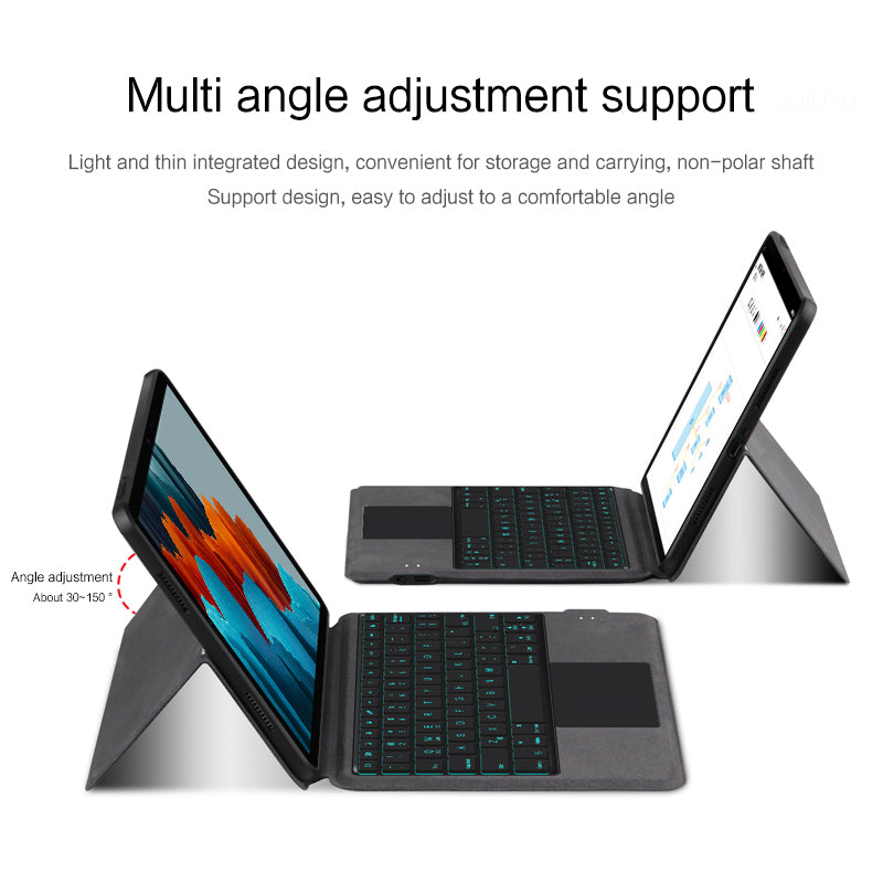 For Samsung Galaxy Tab S7 Backlight Bluetooth Keyboard Case with Touchpad Anti-Drop Tablet Leather Cover