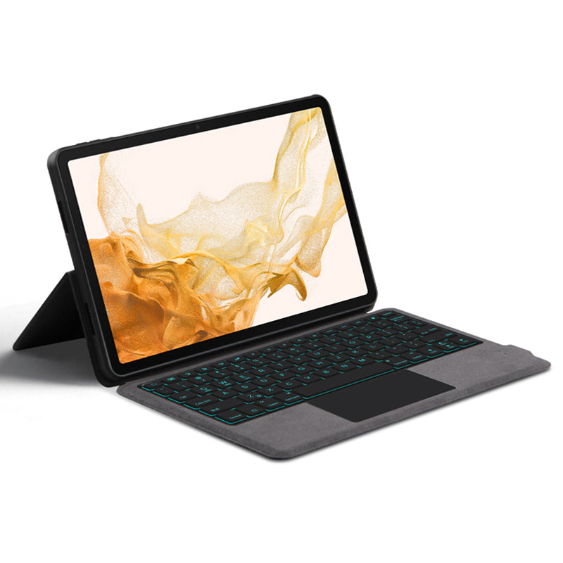 For Samsung Galaxy Tab S8 Touchpad Bluetooth Keyboard Cover with Backlight Shockproof Tablet Leather Case