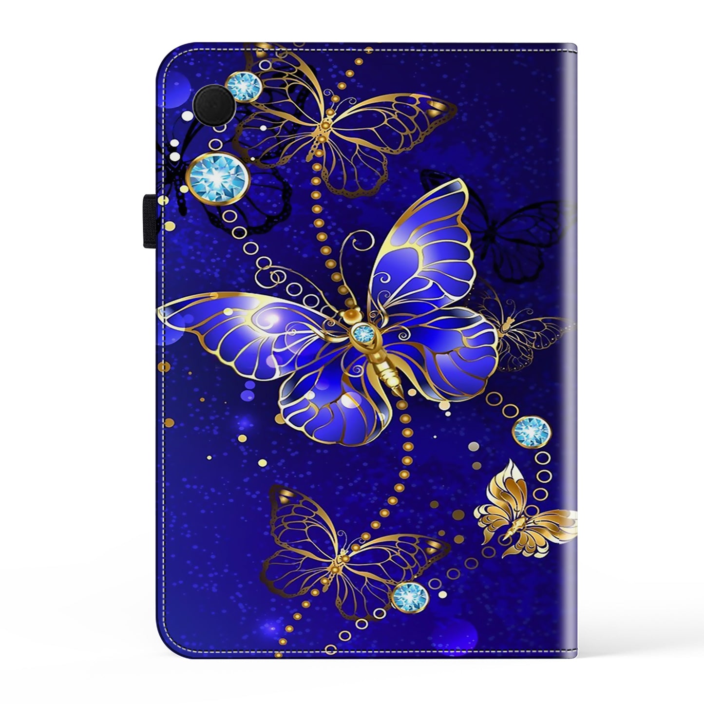 For Samsung Galaxy Tab A9+ Elastic Band Closure Shockproof Case Pattern Printing PU Leather Flip Tablet Cover with Stand