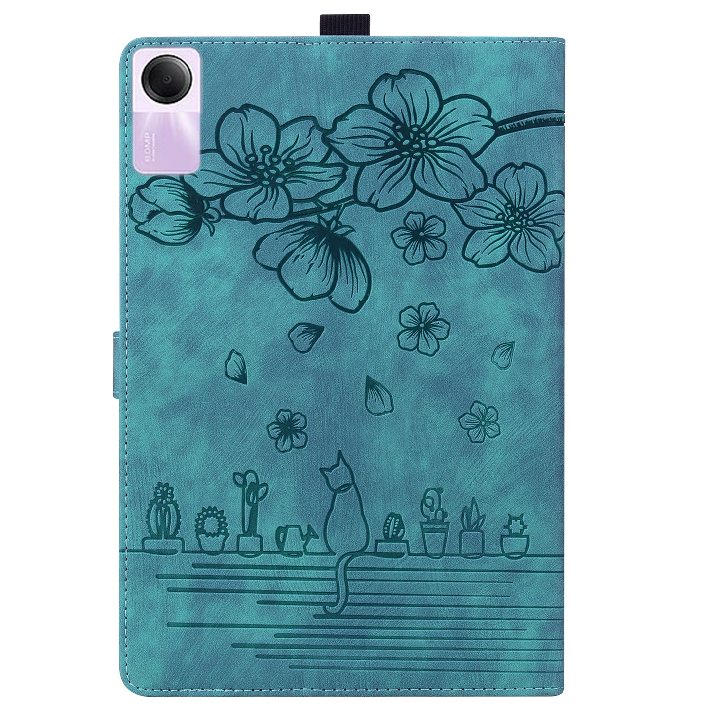 For Xiaomi Redmi Pad SE Tablet Leather Case Card Holder Flower Cat Imprint Stand Tablet Cover