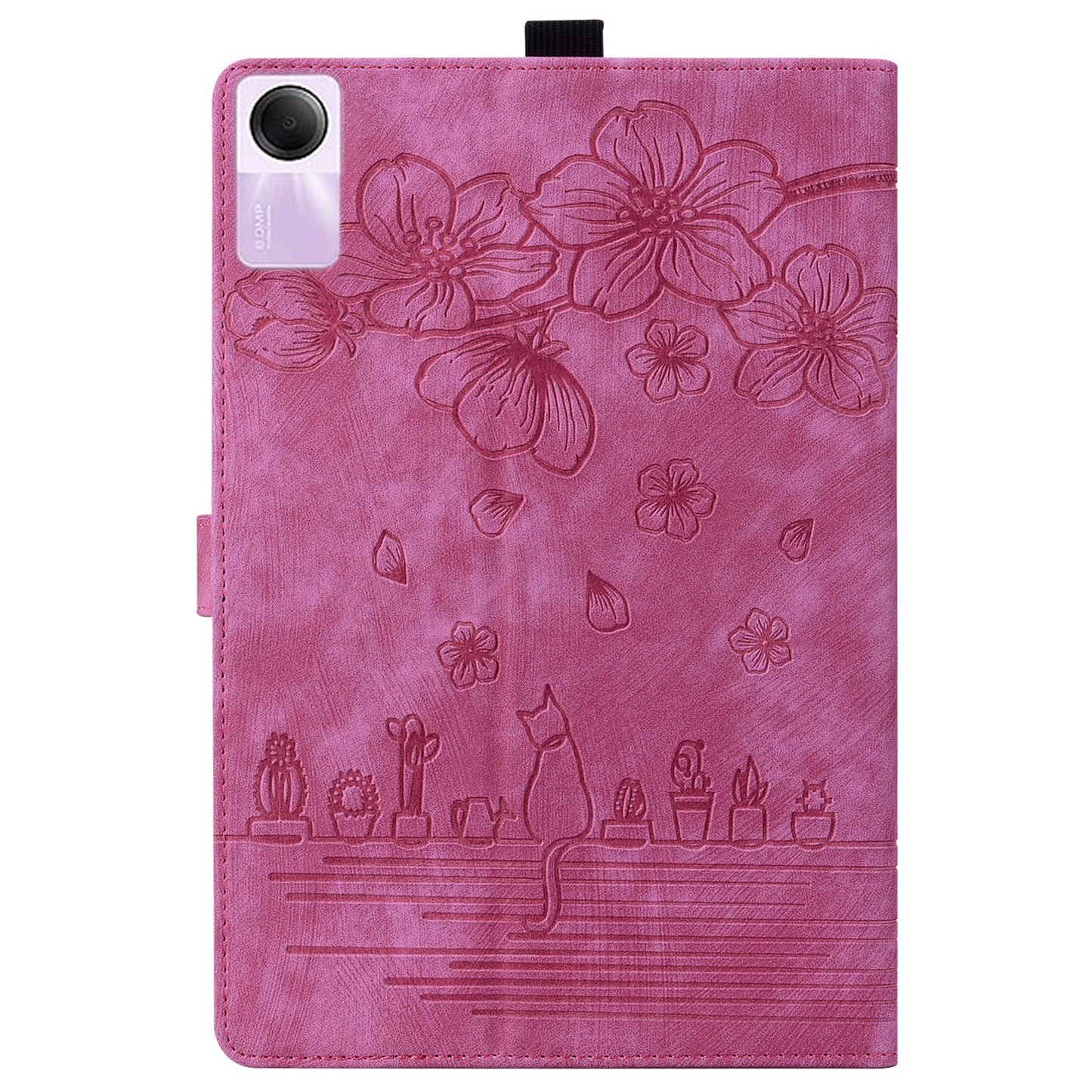 For Xiaomi Redmi Pad SE Tablet Leather Case Card Holder Flower Cat Imprint Stand Tablet Cover