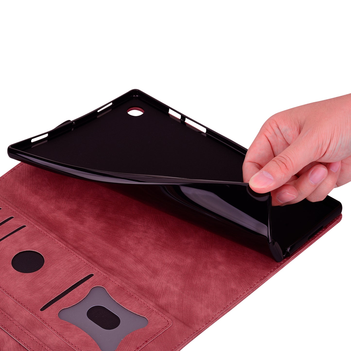 For Xiaomi Redmi Pad SE Tablet Leather Case Card Holder Flower Cat Imprint Stand Tablet Cover
