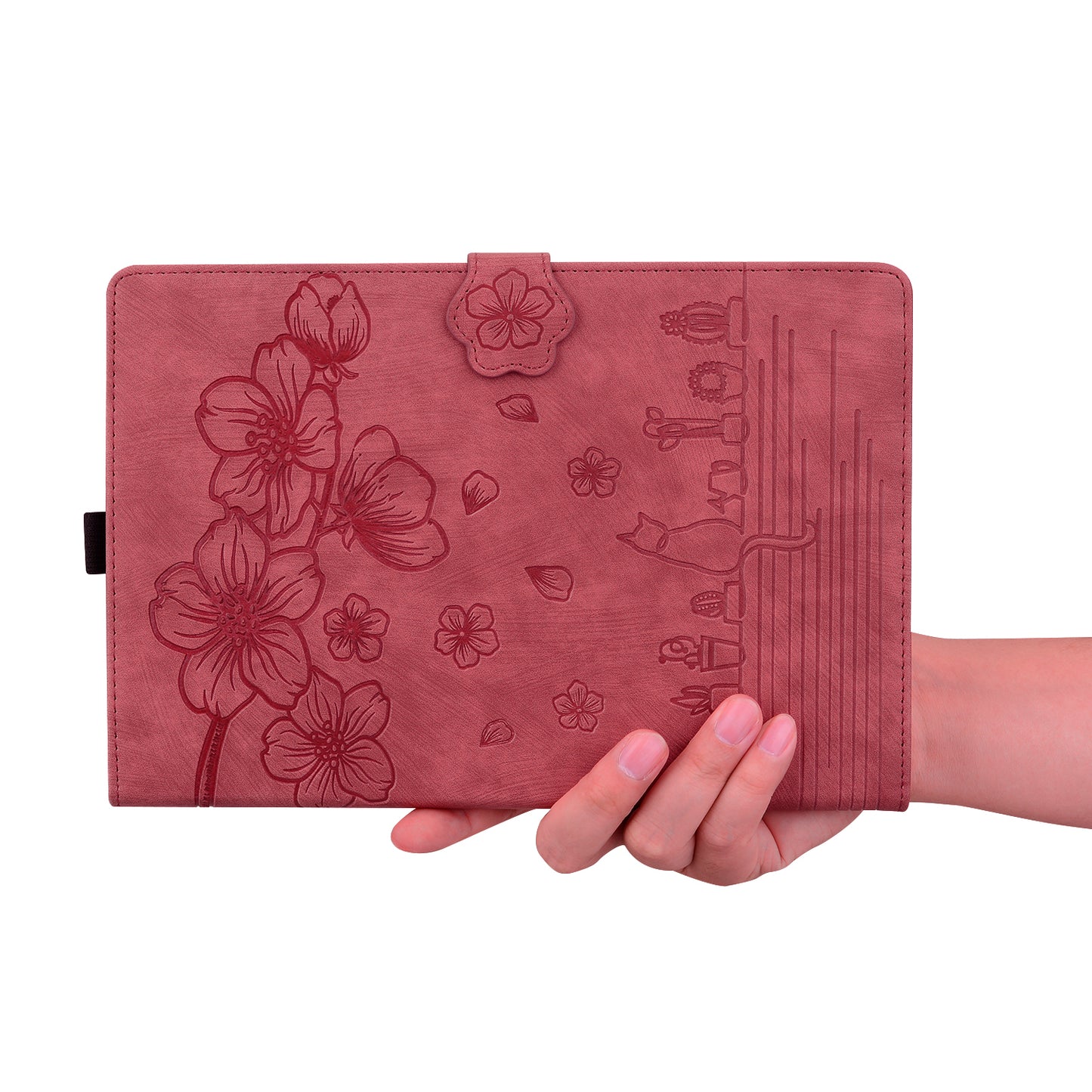 For Xiaomi Redmi Pad SE Tablet Leather Case Card Holder Flower Cat Imprint Stand Tablet Cover