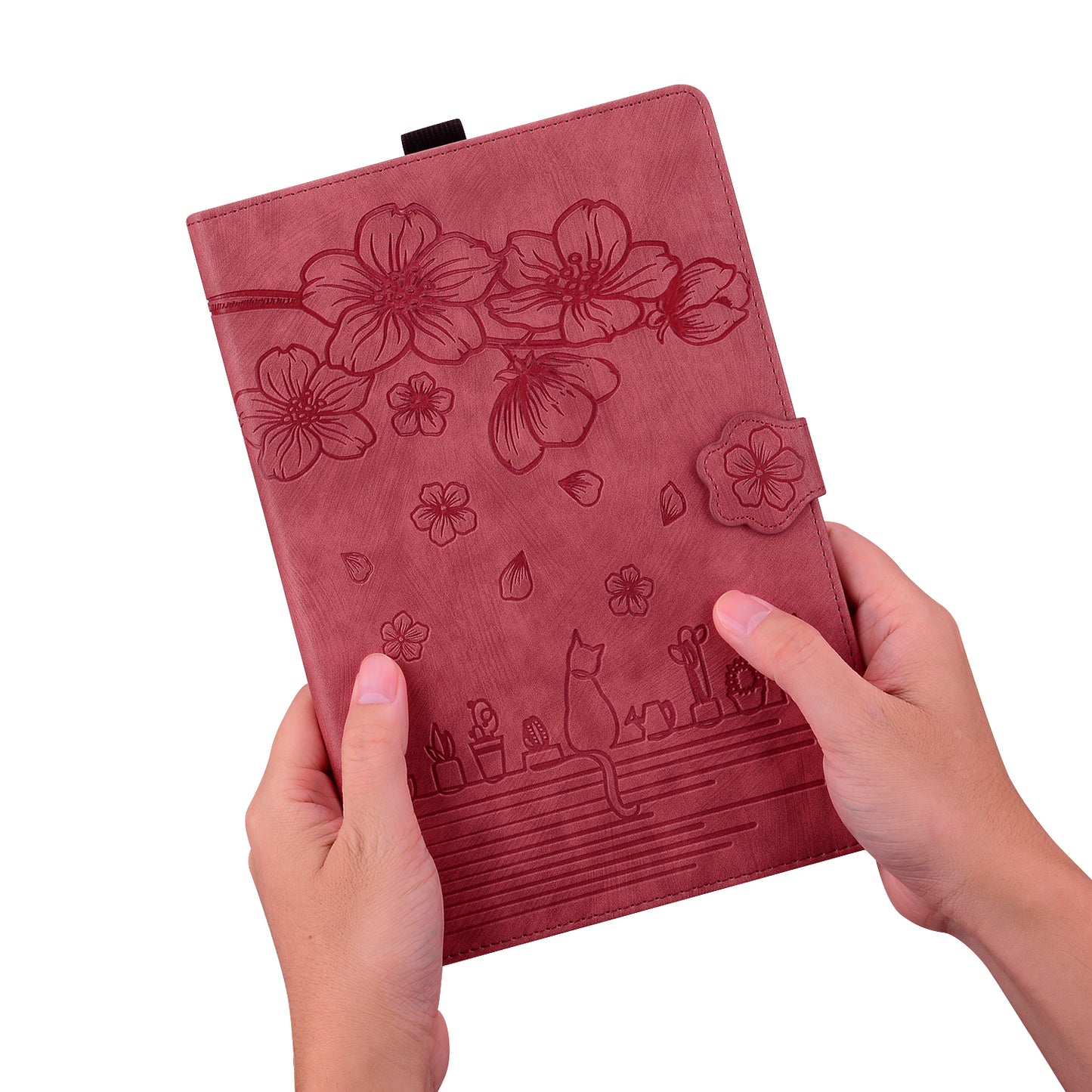 For Xiaomi Redmi Pad SE Tablet Leather Case Card Holder Flower Cat Imprint Stand Tablet Cover