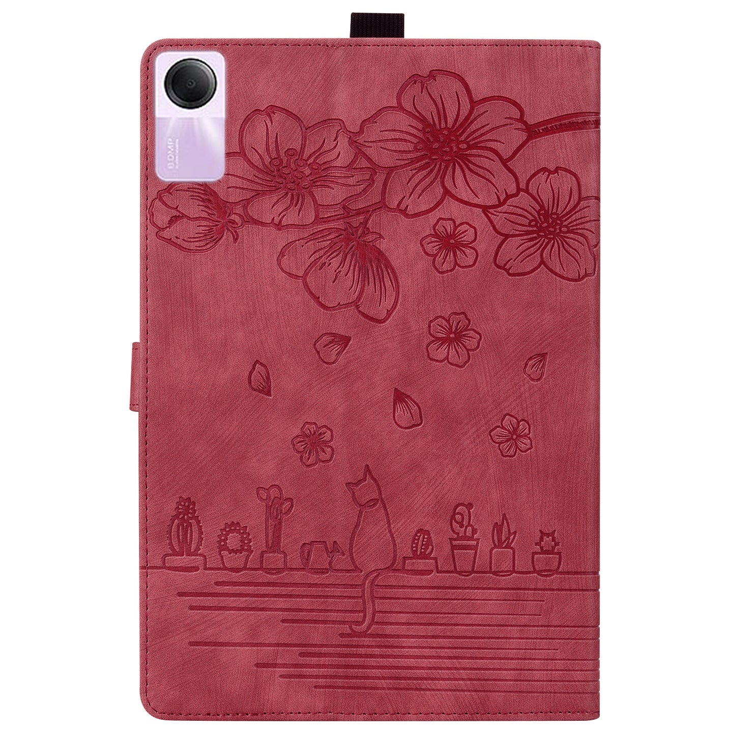 For Xiaomi Redmi Pad SE Tablet Leather Case Card Holder Flower Cat Imprint Stand Tablet Cover