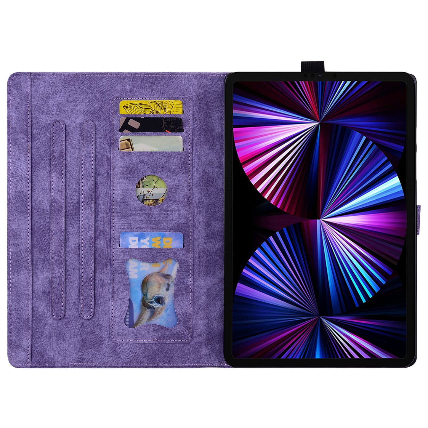 For Xiaomi Redmi Pad SE Tablet Leather Case Card Holder Flower Cat Imprint Stand Tablet Cover