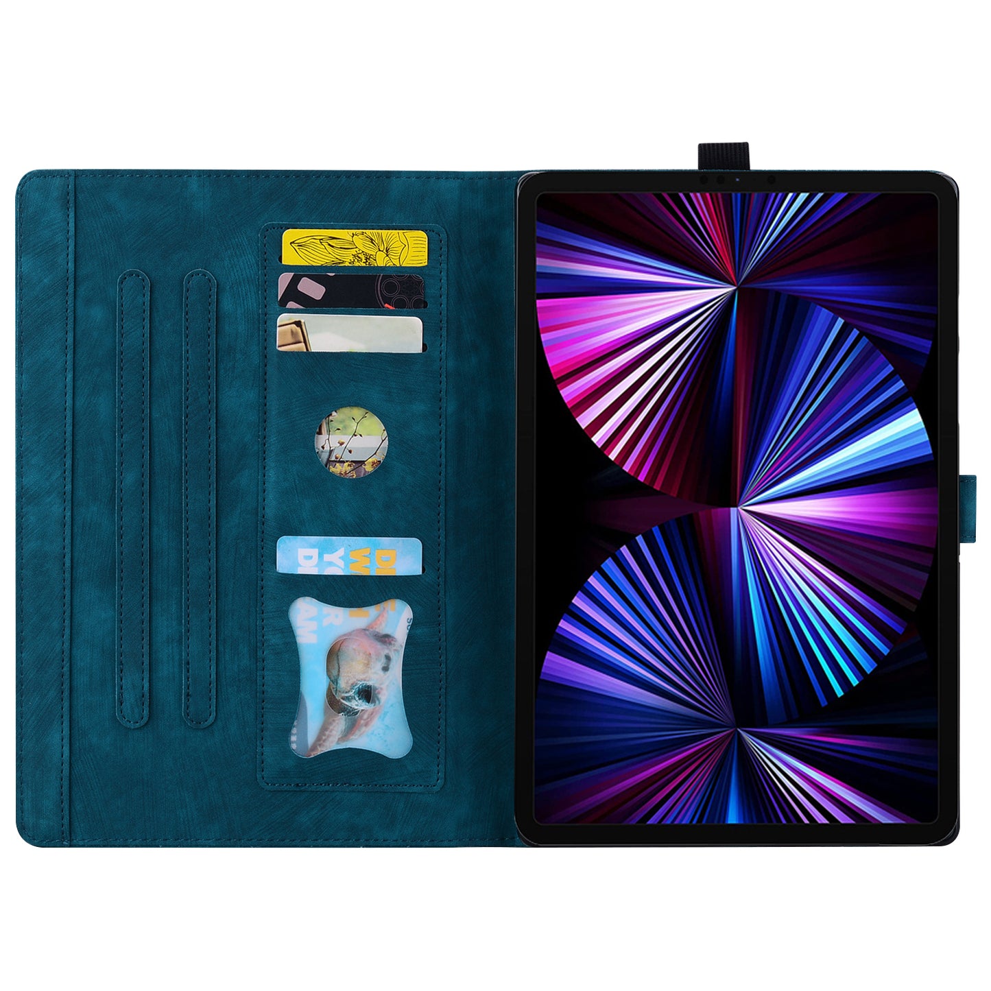 For Xiaomi Redmi Pad SE Tablet Leather Case Card Holder Flower Cat Imprint Stand Tablet Cover