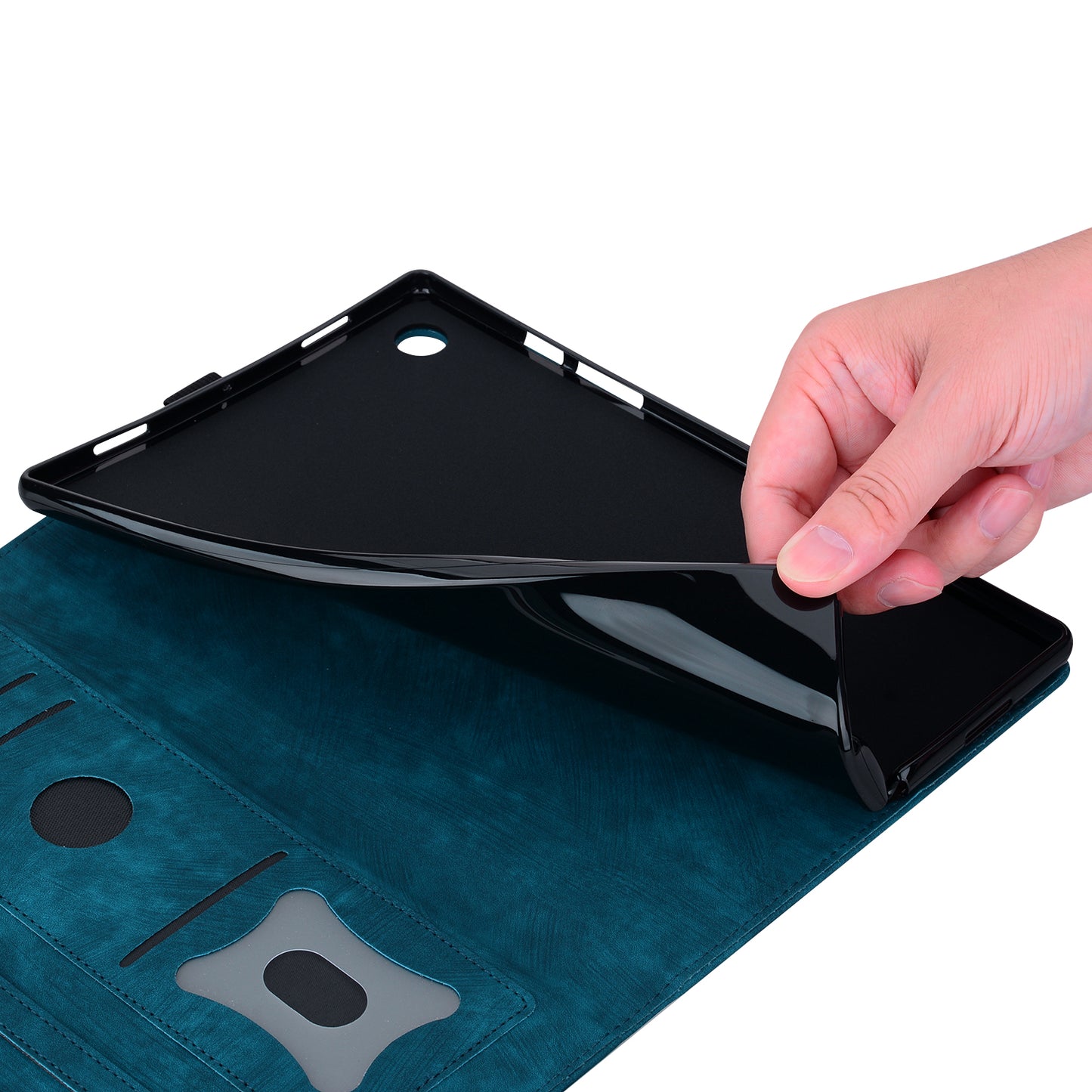 For Xiaomi Redmi Pad SE Tablet Leather Case Card Holder Flower Cat Imprint Stand Tablet Cover