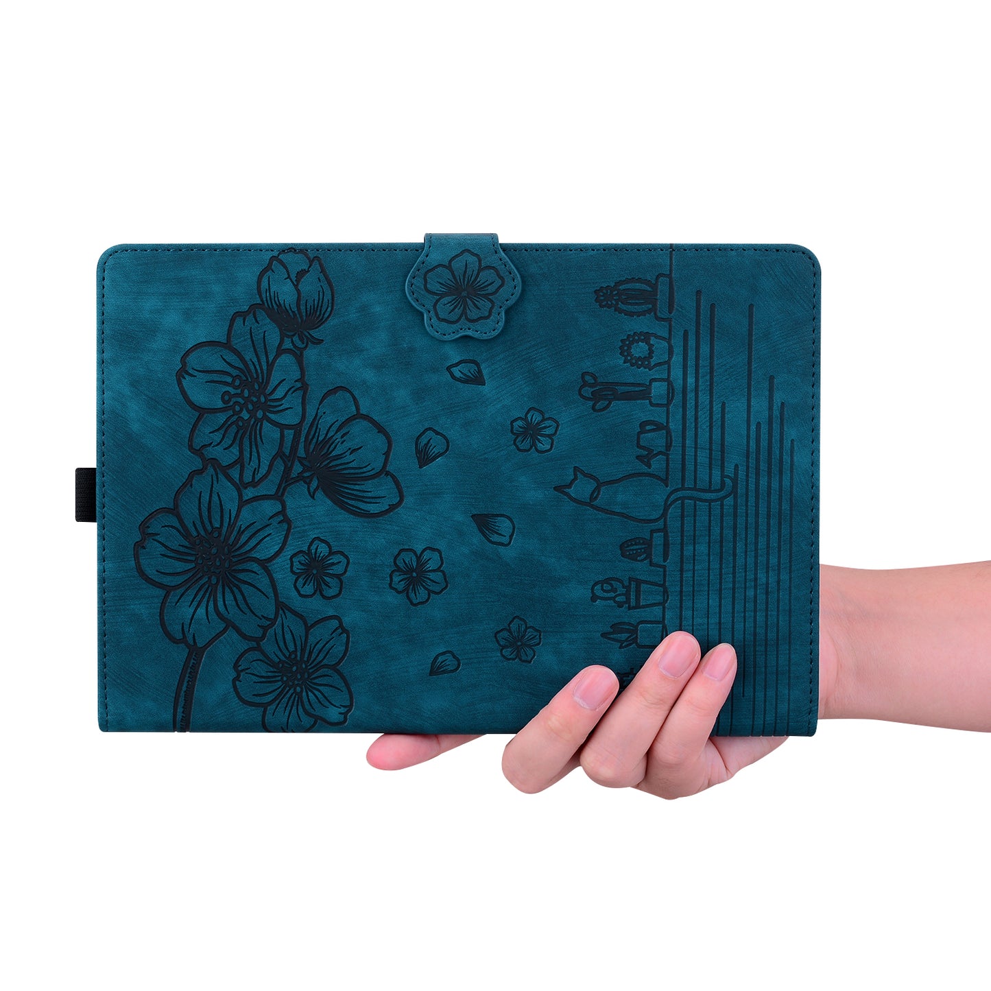 For Xiaomi Redmi Pad SE Tablet Leather Case Card Holder Flower Cat Imprint Stand Tablet Cover
