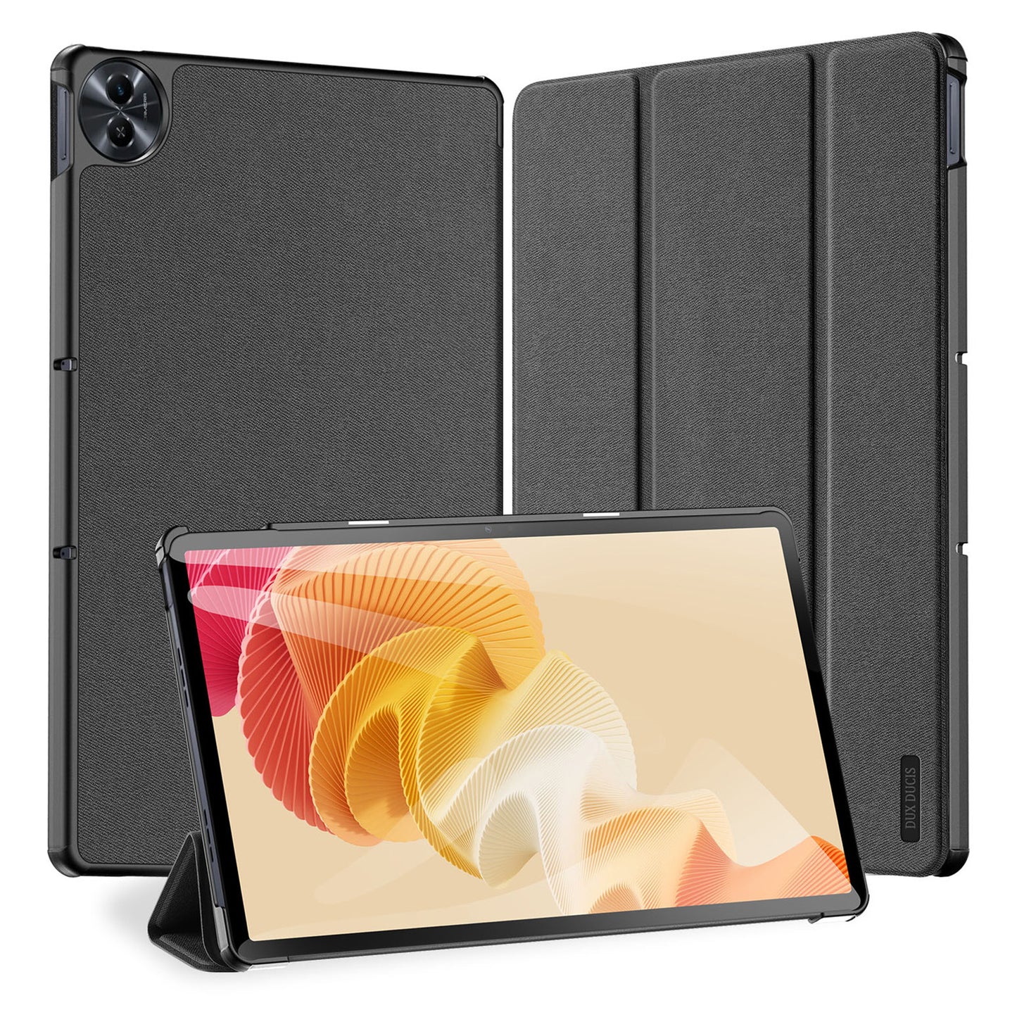 DUX DUCIS Domo Series for Realme Pad 2 PU Leather Tri-fold Stand Cover Auto Wake / Sleep Smart Tablet Case