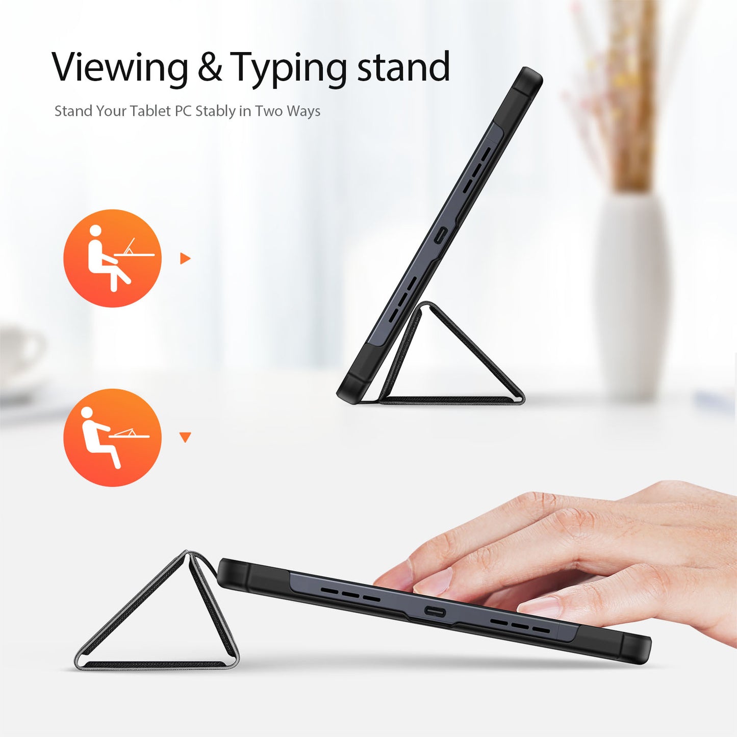 DUX DUCIS Domo Series for Realme Pad 2 PU Leather Tri-fold Stand Cover Auto Wake / Sleep Smart Tablet Case