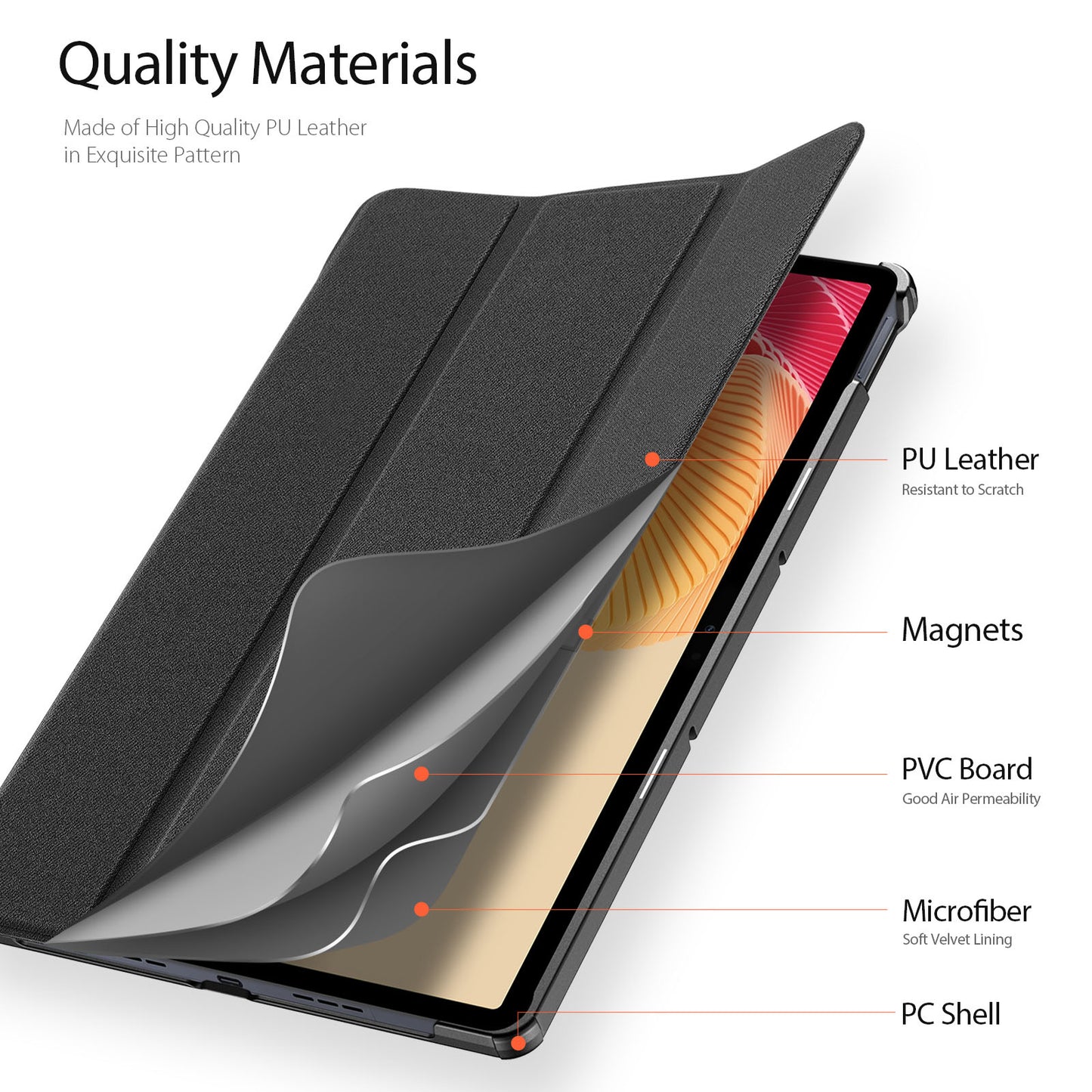 DUX DUCIS Domo Series for Realme Pad 2 PU Leather Tri-fold Stand Cover Auto Wake / Sleep Smart Tablet Case