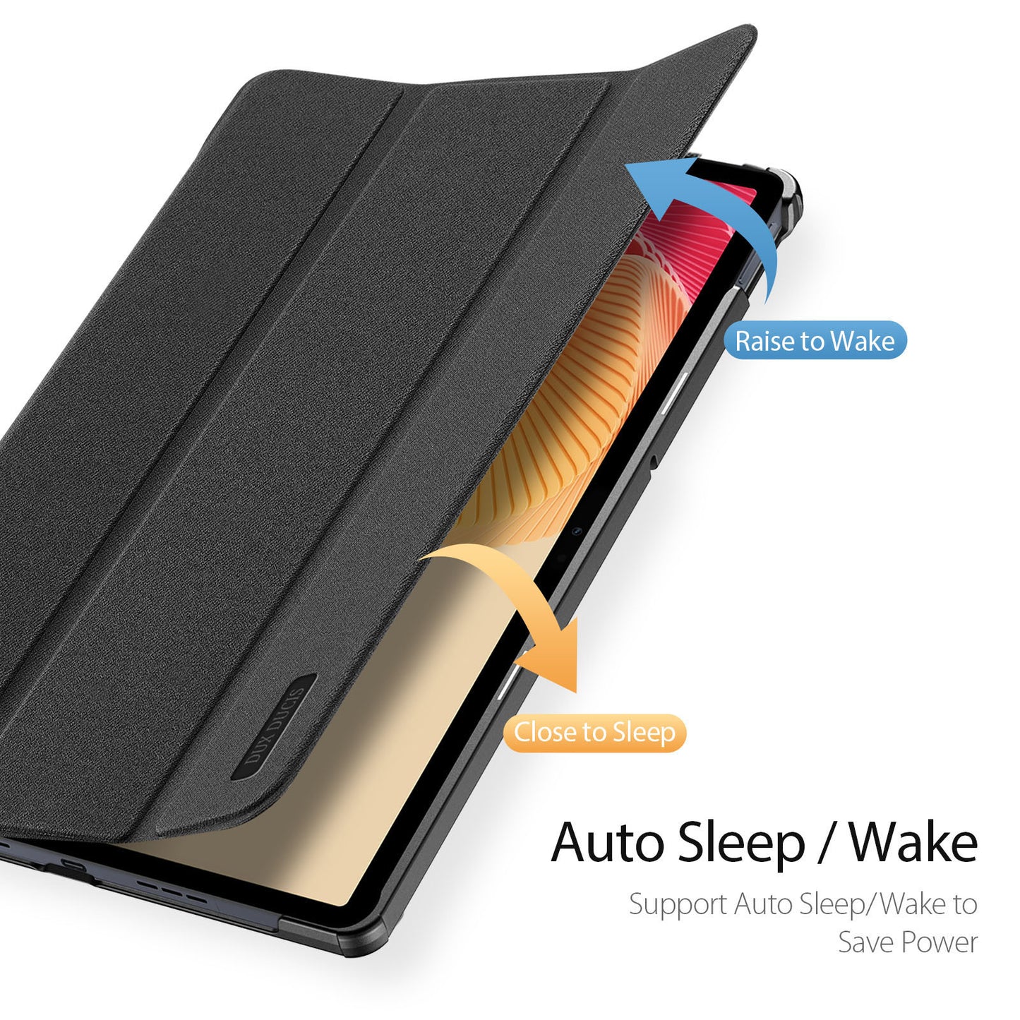 DUX DUCIS Domo Series for Realme Pad 2 PU Leather Tri-fold Stand Cover Auto Wake / Sleep Smart Tablet Case
