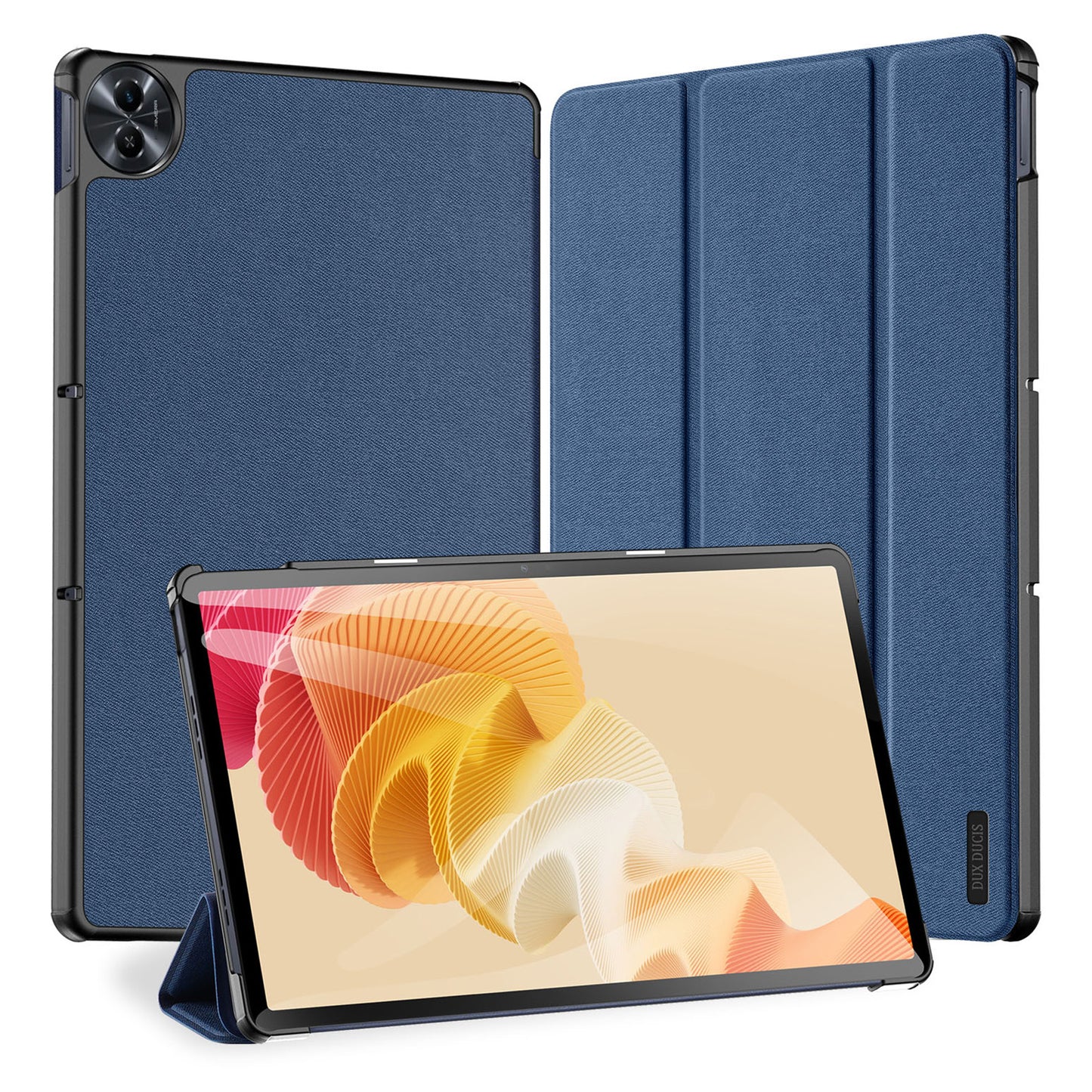 DUX DUCIS Domo Series for Realme Pad 2 PU Leather Tri-fold Stand Cover Auto Wake / Sleep Smart Tablet Case