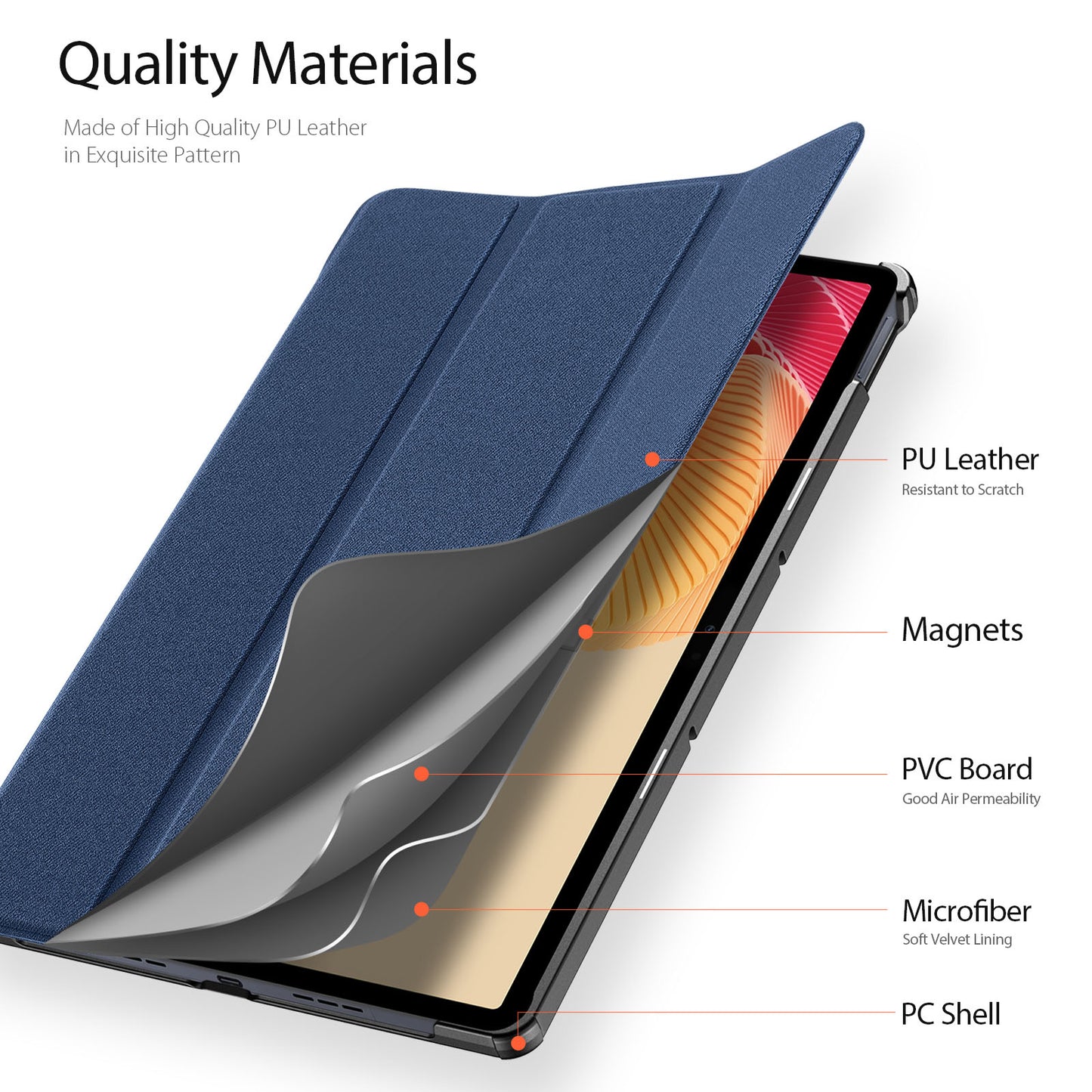 DUX DUCIS Domo Series for Realme Pad 2 PU Leather Tri-fold Stand Cover Auto Wake / Sleep Smart Tablet Case