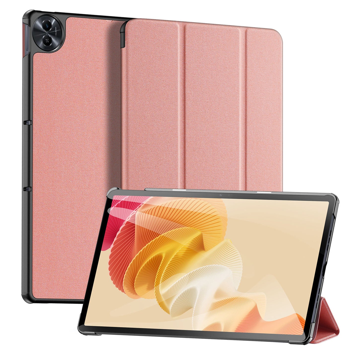 DUX DUCIS Domo Series for Realme Pad 2 PU Leather Tri-fold Stand Cover Auto Wake / Sleep Smart Tablet Case